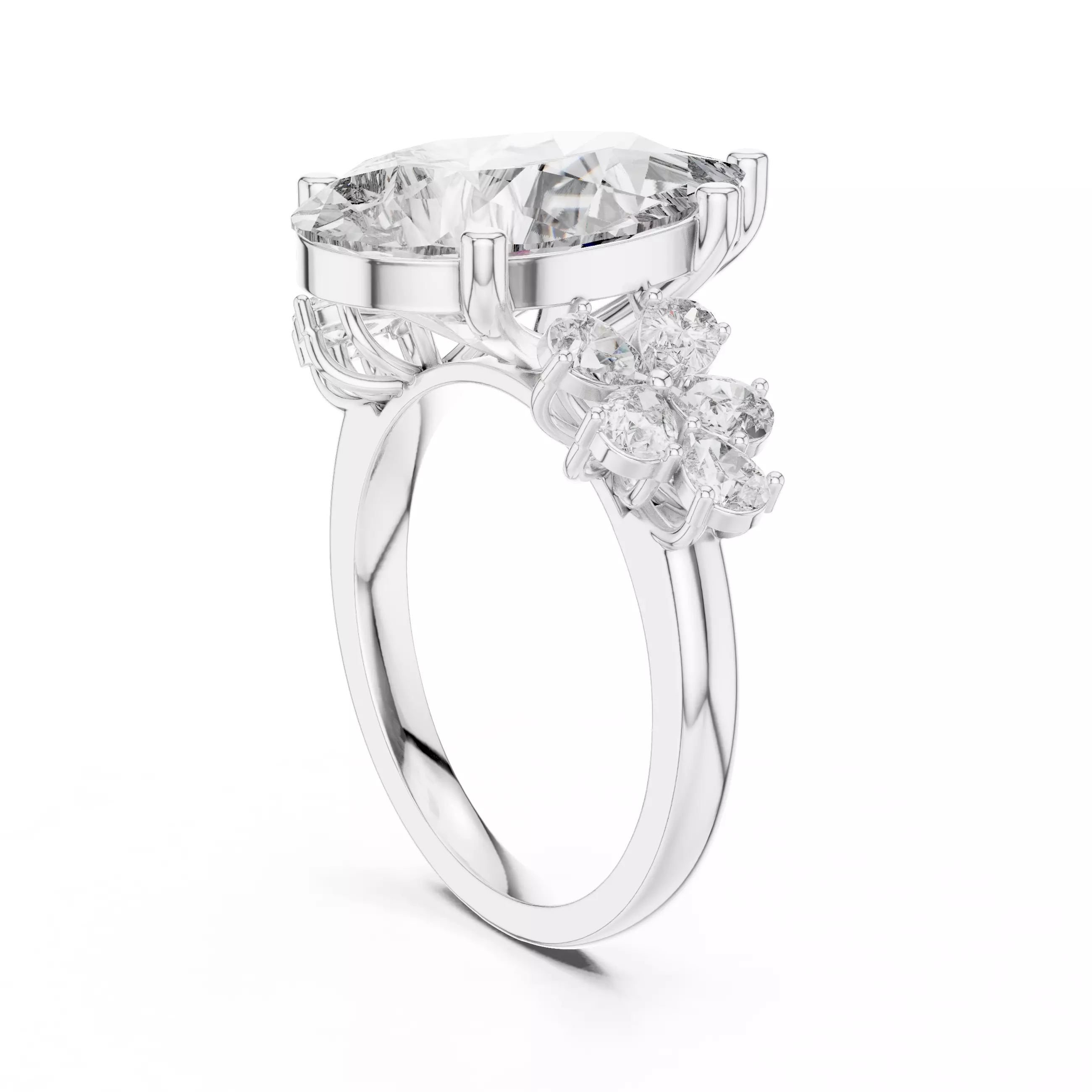 Pear Diamond Solitaire Ring 3D print model_10