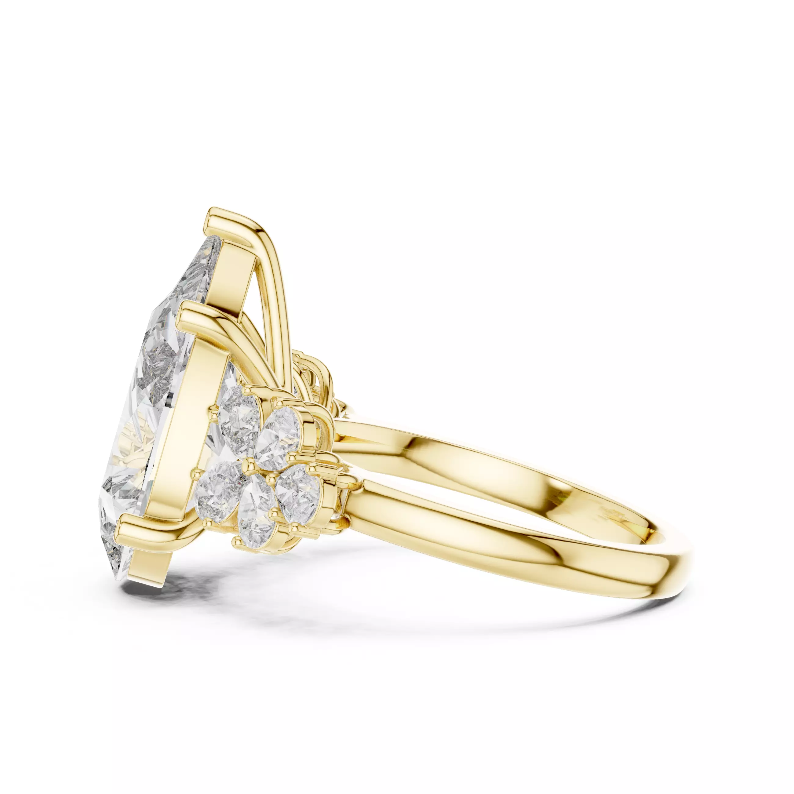 Pear Diamond Solitaire Ring 3D print model_4