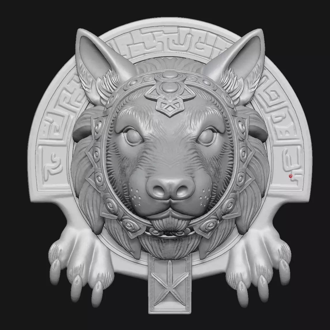 wolf sculpture 3D print model_2