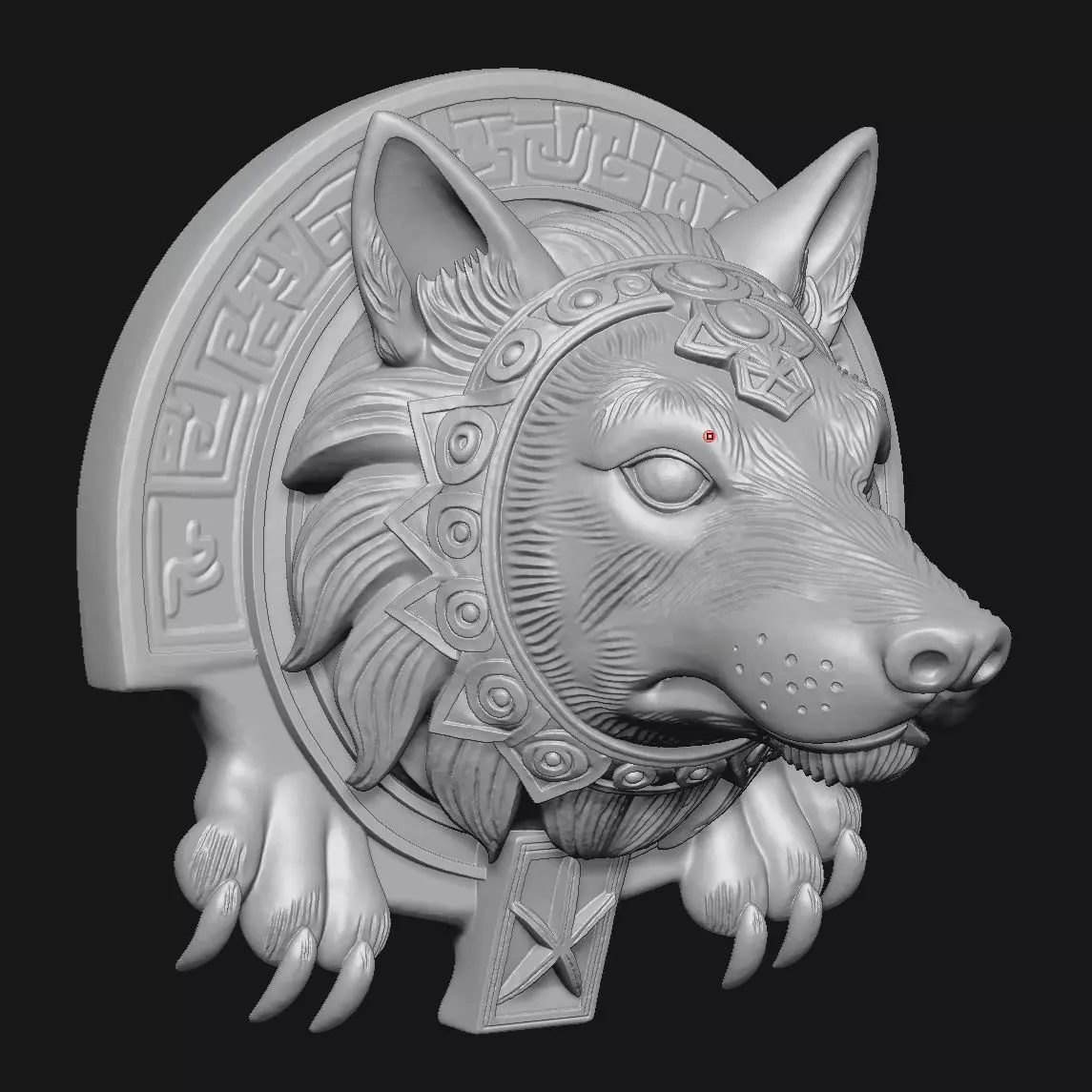wolf sculpture 3D print model_12