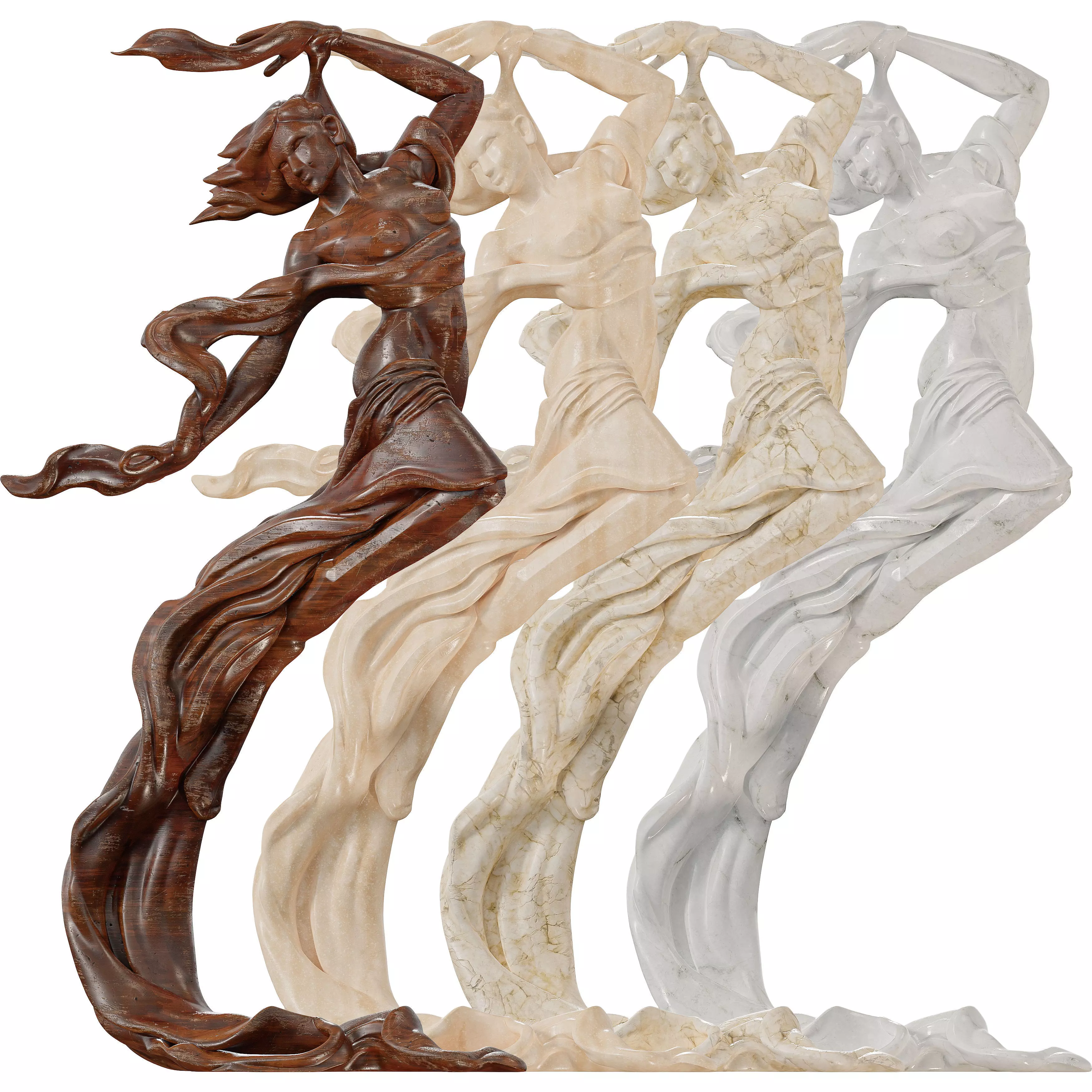 Floating Female Figure Sculpture Low-poly 3D model_5