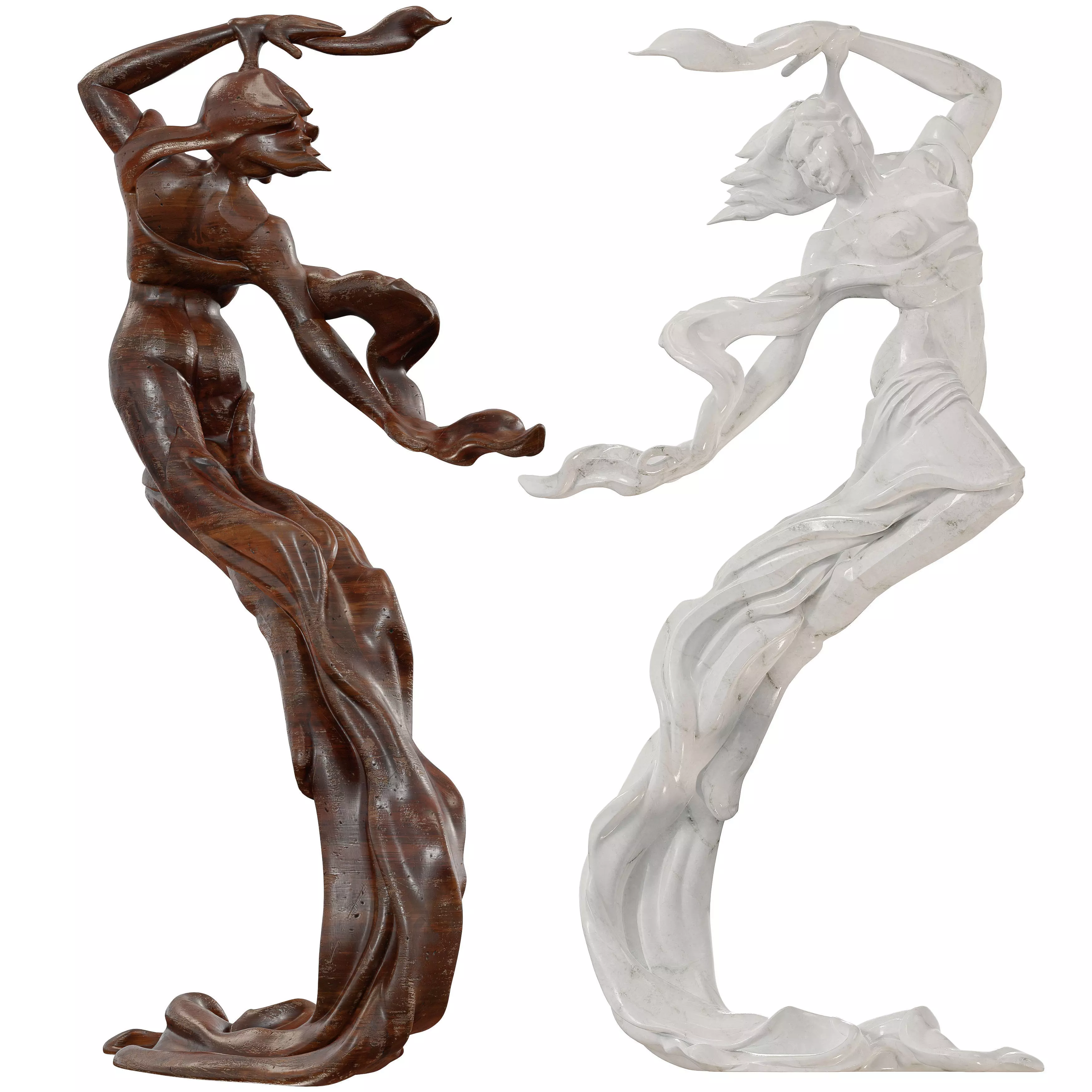 Floating Female Figure Sculpture Low-poly 3D model_6