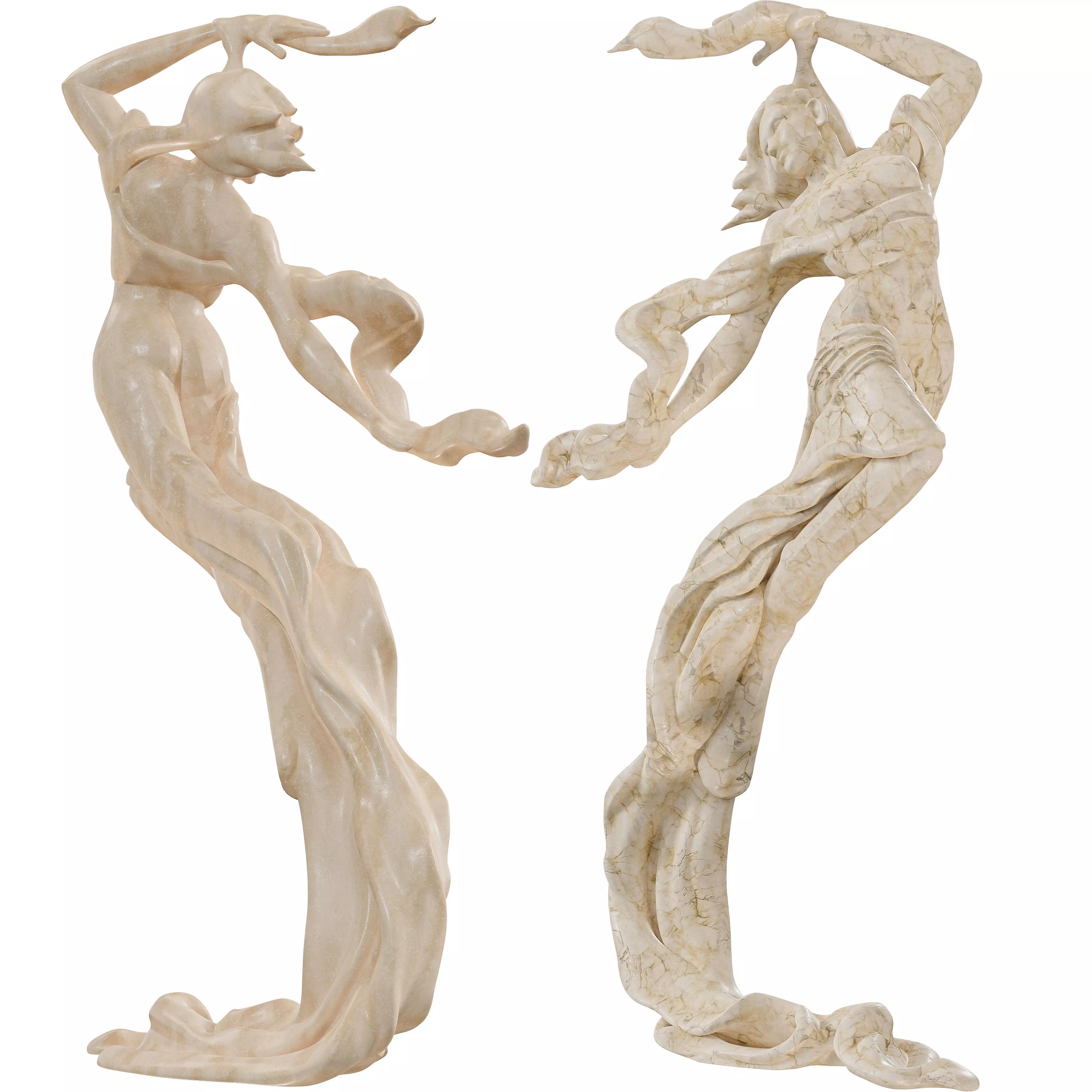 Floating Female Figure Sculpture Low-poly 3D model_7