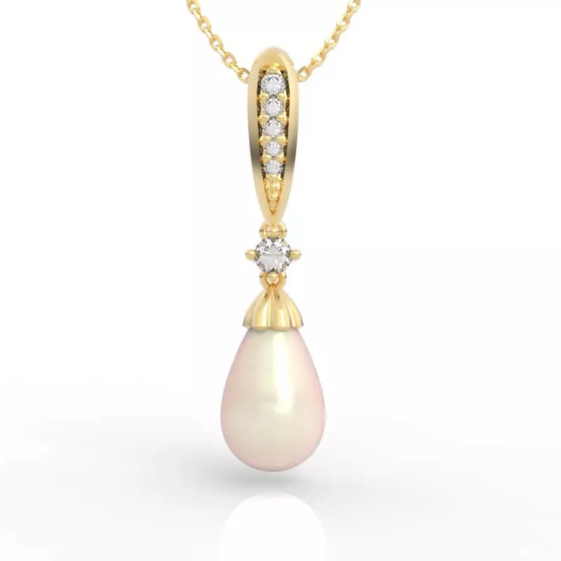 Timeless Pearl Drop Pendant Diamond Elegance 3D print model