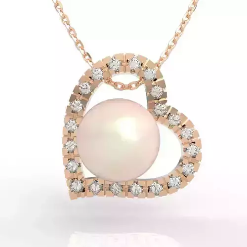 Stunning Heart Pearl Pendant Diamond