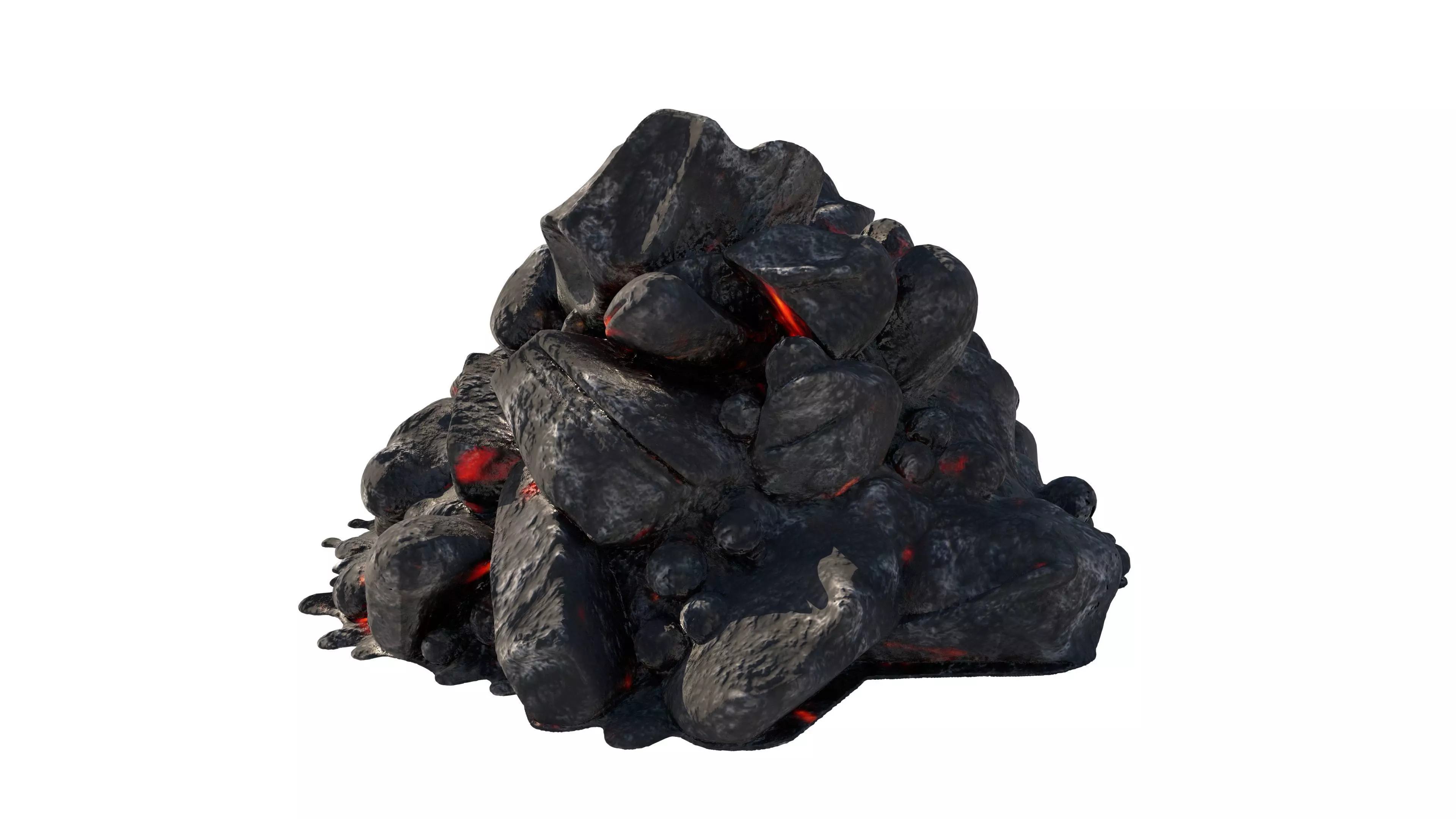 lit coal pile Low-poly 3D model