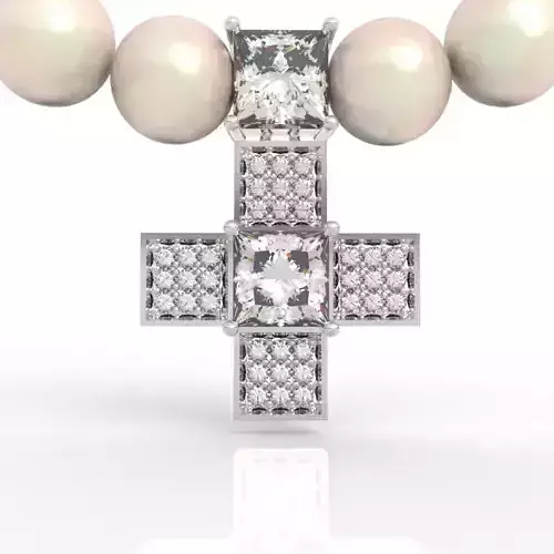 Majestic Byzantine Cross Pearl Necklace