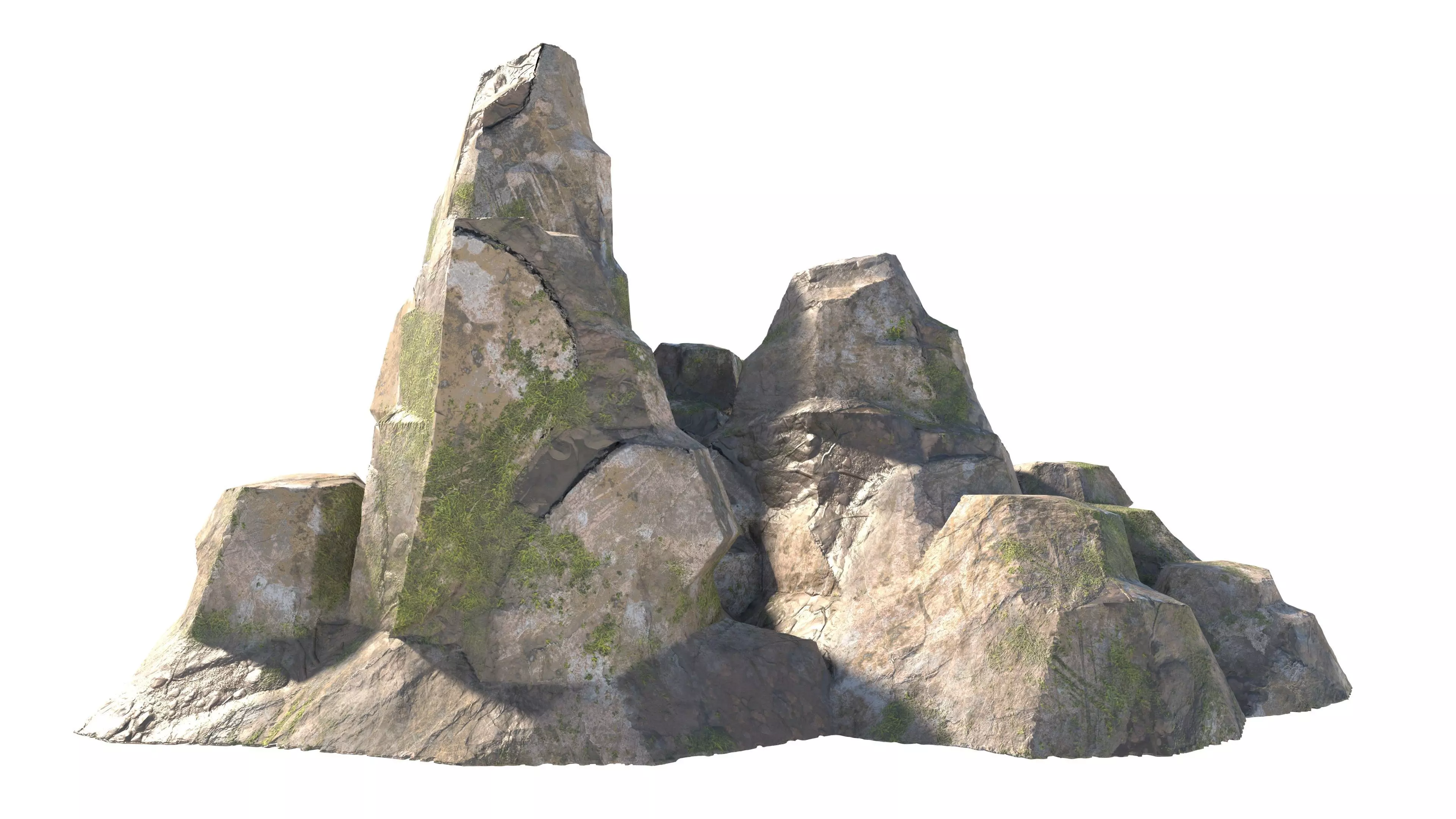 grass pebble rock Low-poly 3D model