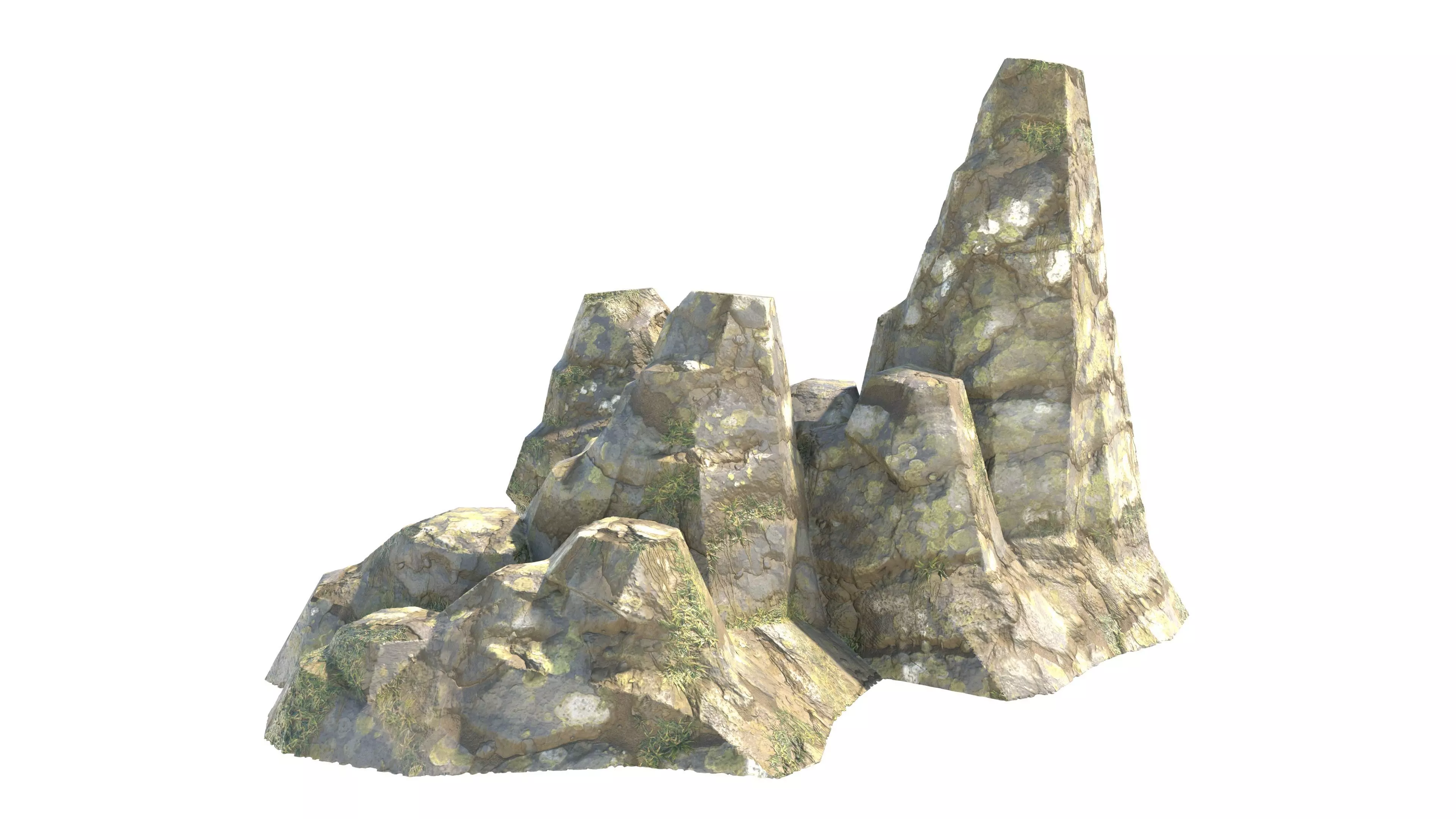 grass rock cliff Low-poly 3D model