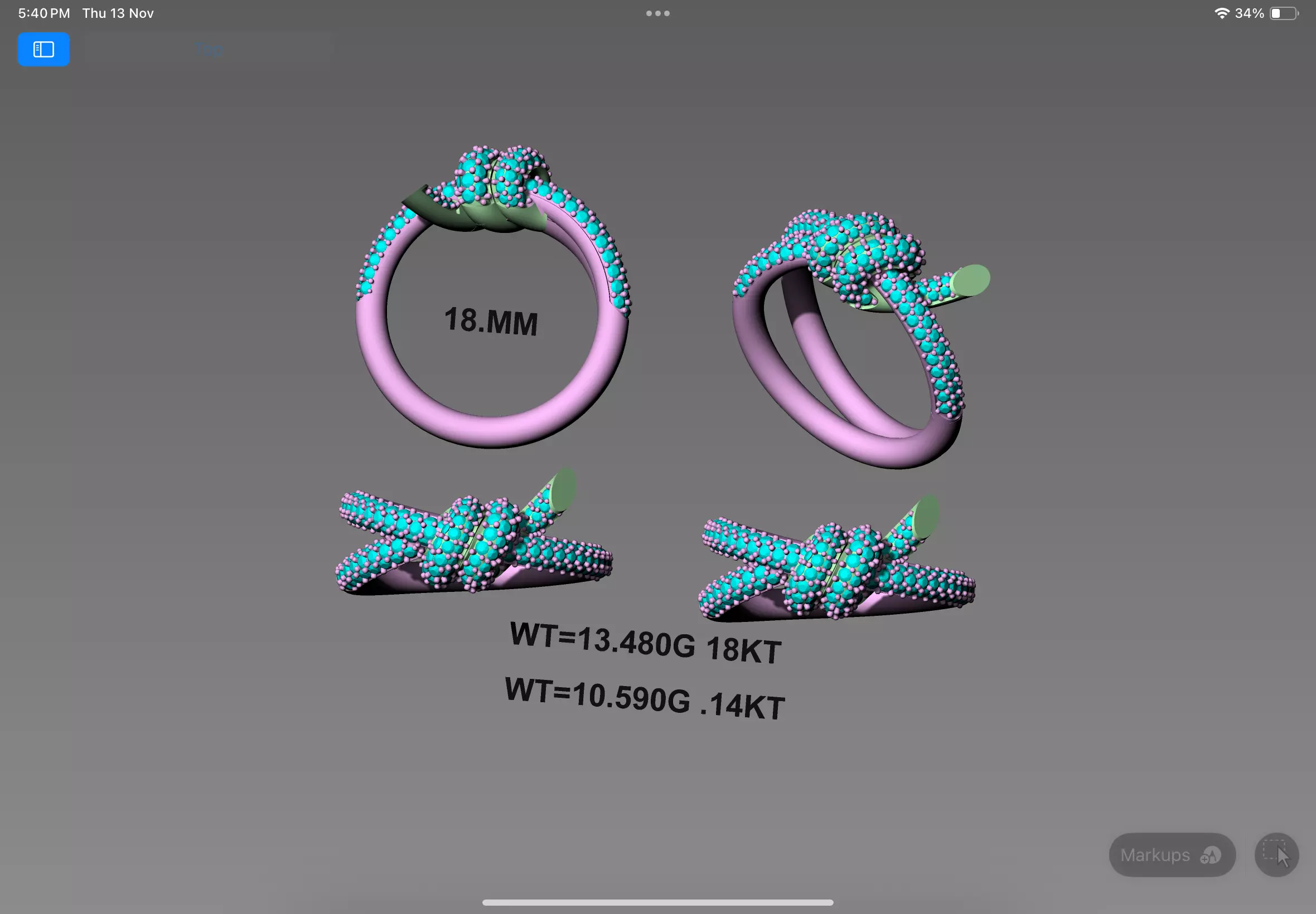 Radiant Knot Pave Ring 3D print model