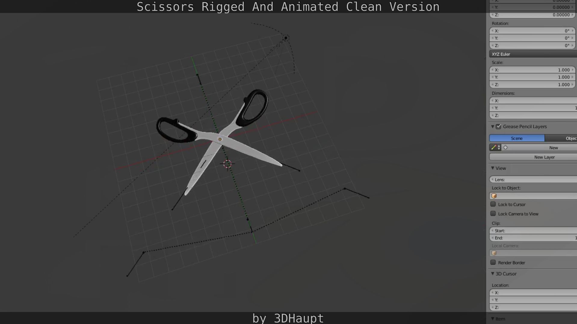 Scissors Rigged And Animated Clean Version Low-poly 3D model_89