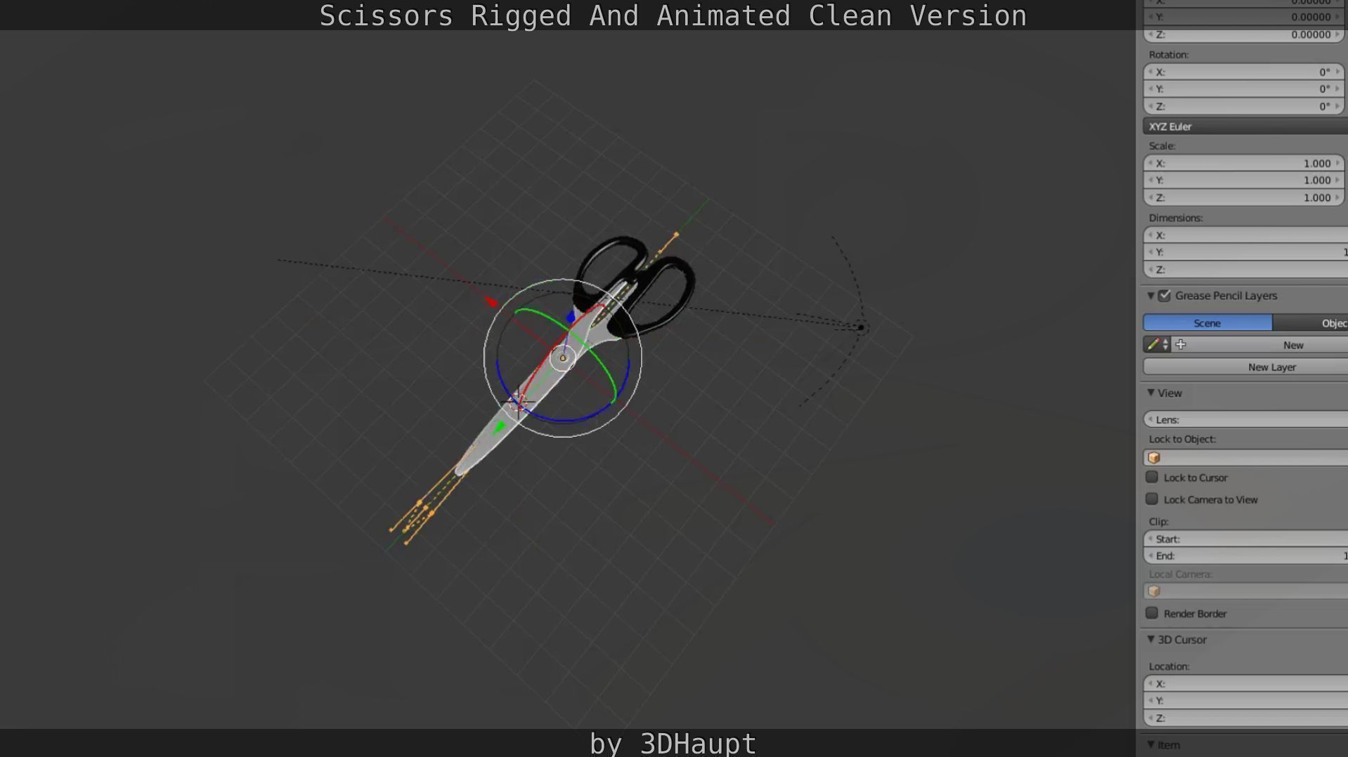 Scissors Rigged And Animated Clean Version Low-poly 3D model_92