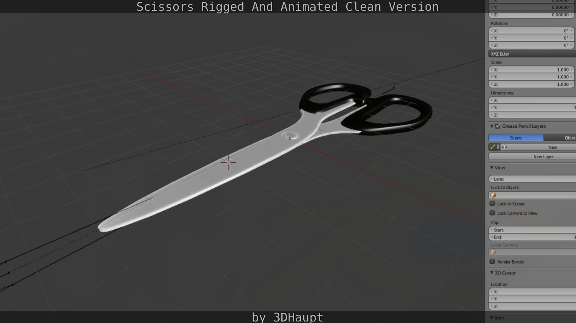 Scissors Rigged And Animated Clean Version Low-poly 3D model_87