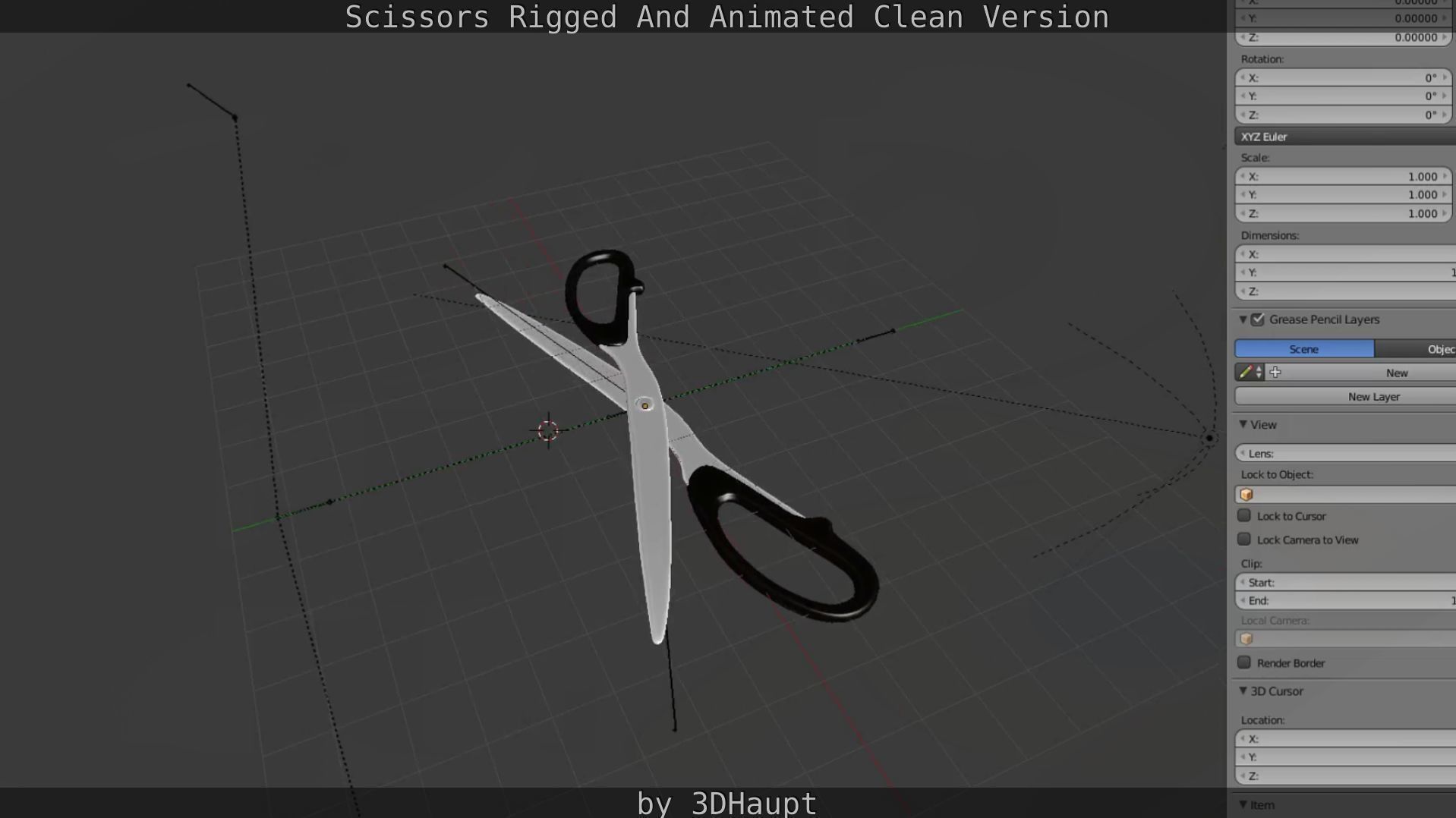 Scissors Rigged And Animated Clean Version Low-poly 3D model_88