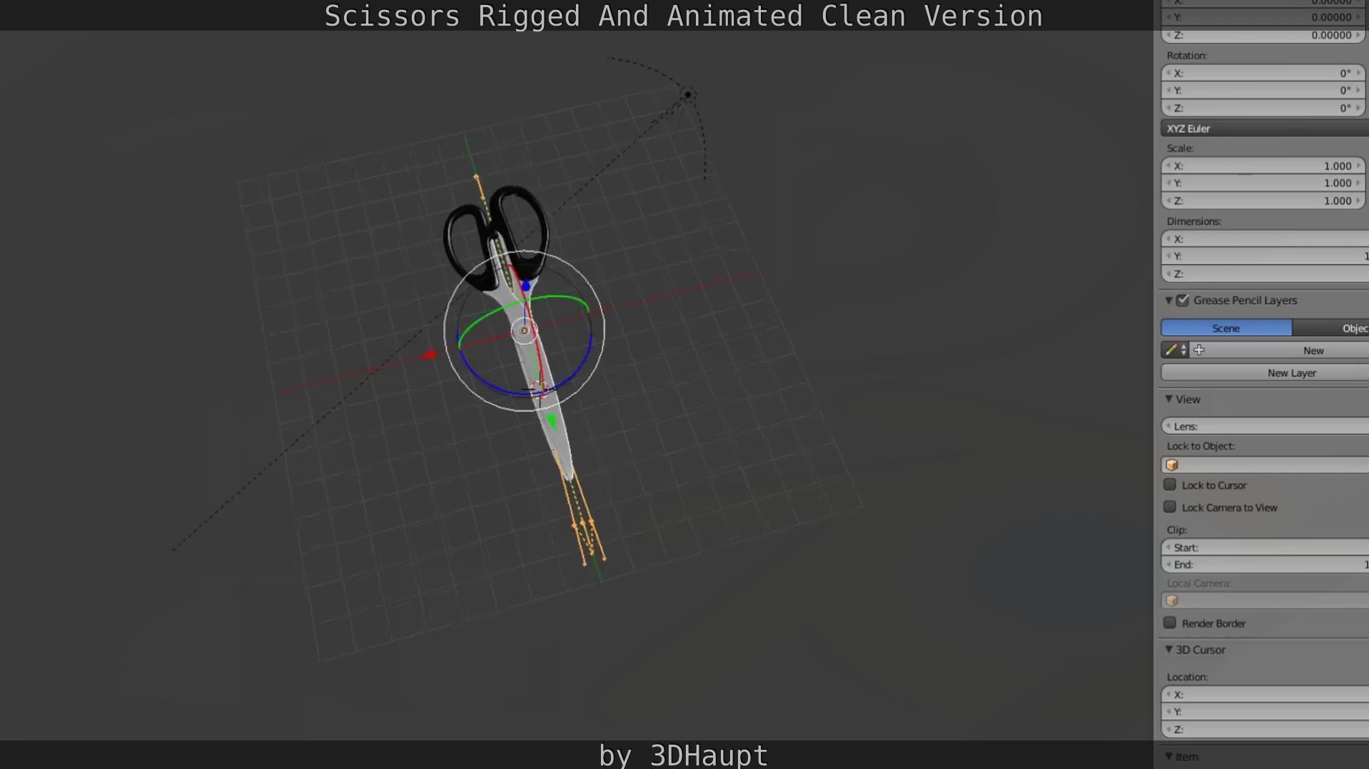 Scissors Rigged And Animated Clean Version Low-poly 3D model_91
