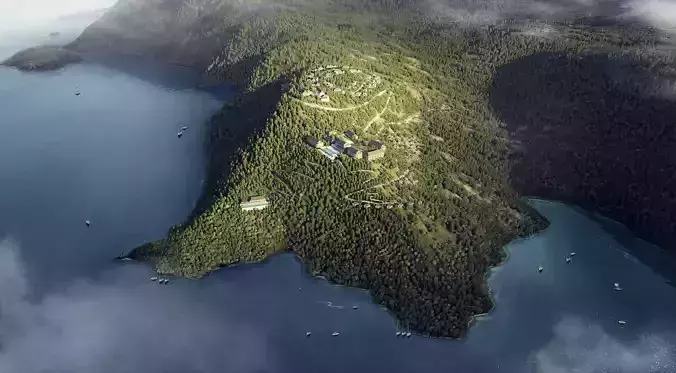 Mountain Peninsula Resort Landscape with Forest and Sea