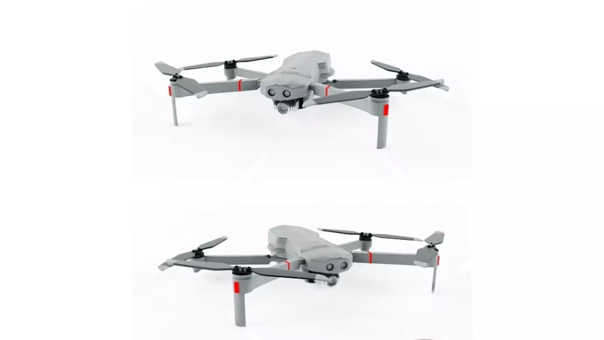 White quadcopter drone Low-poly 3D model_0