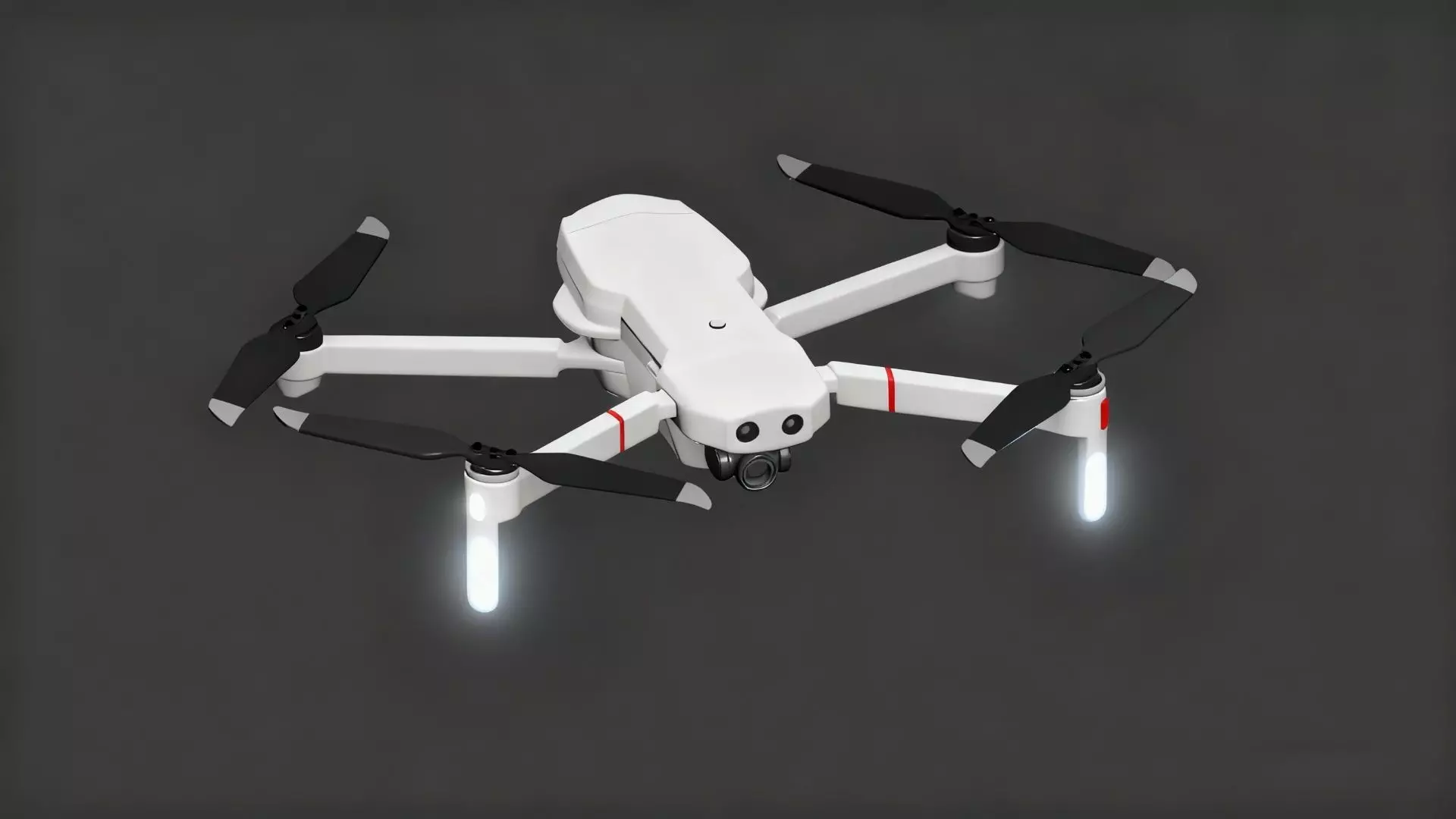 White quadcopter drone Low-poly 3D model_2