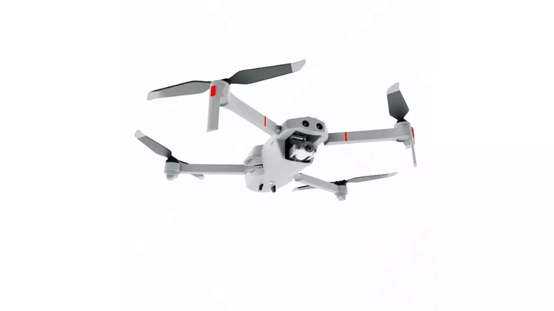 White quadcopter drone Low-poly 3D model_1