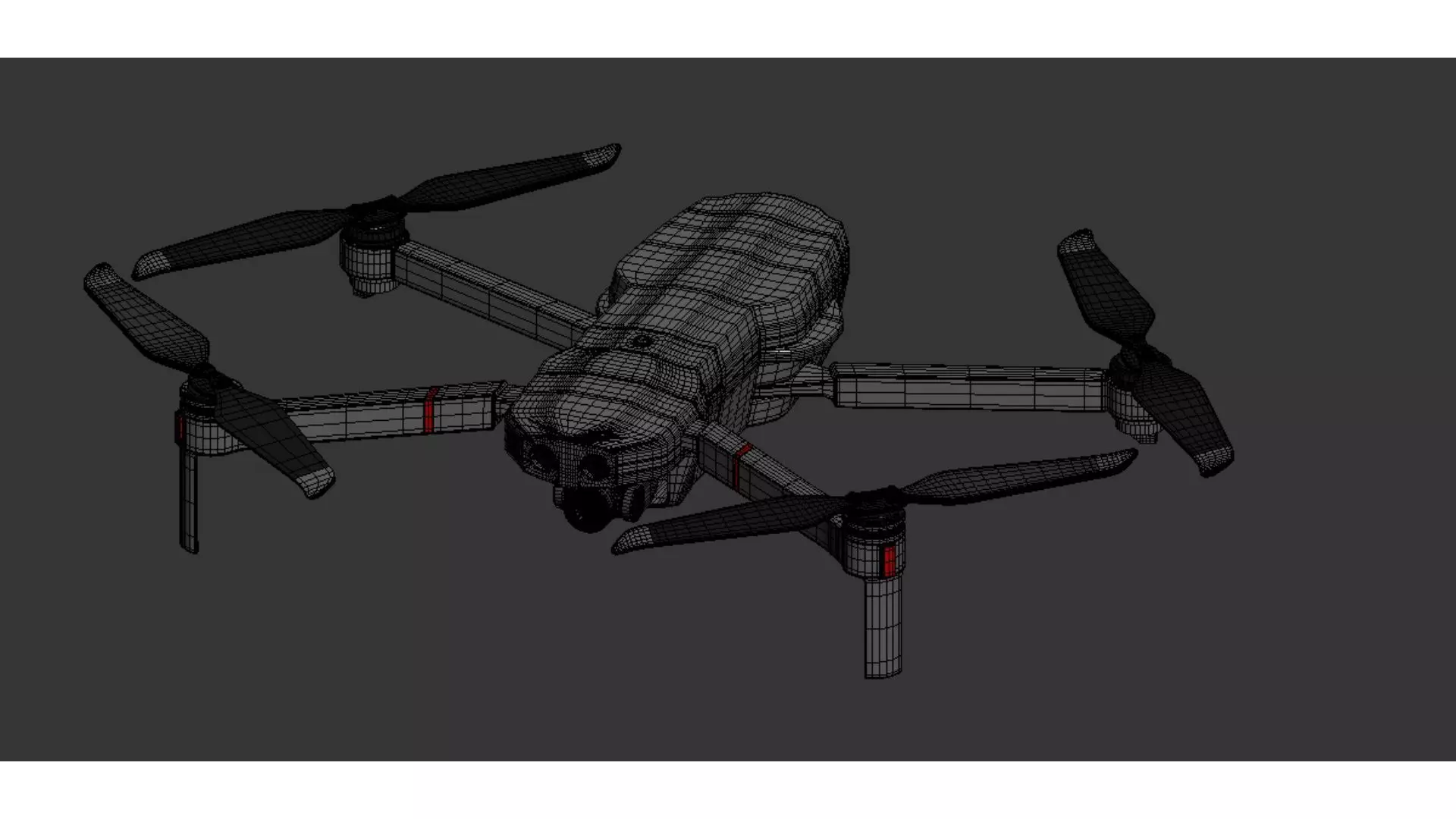 White quadcopter drone Low-poly 3D model_3