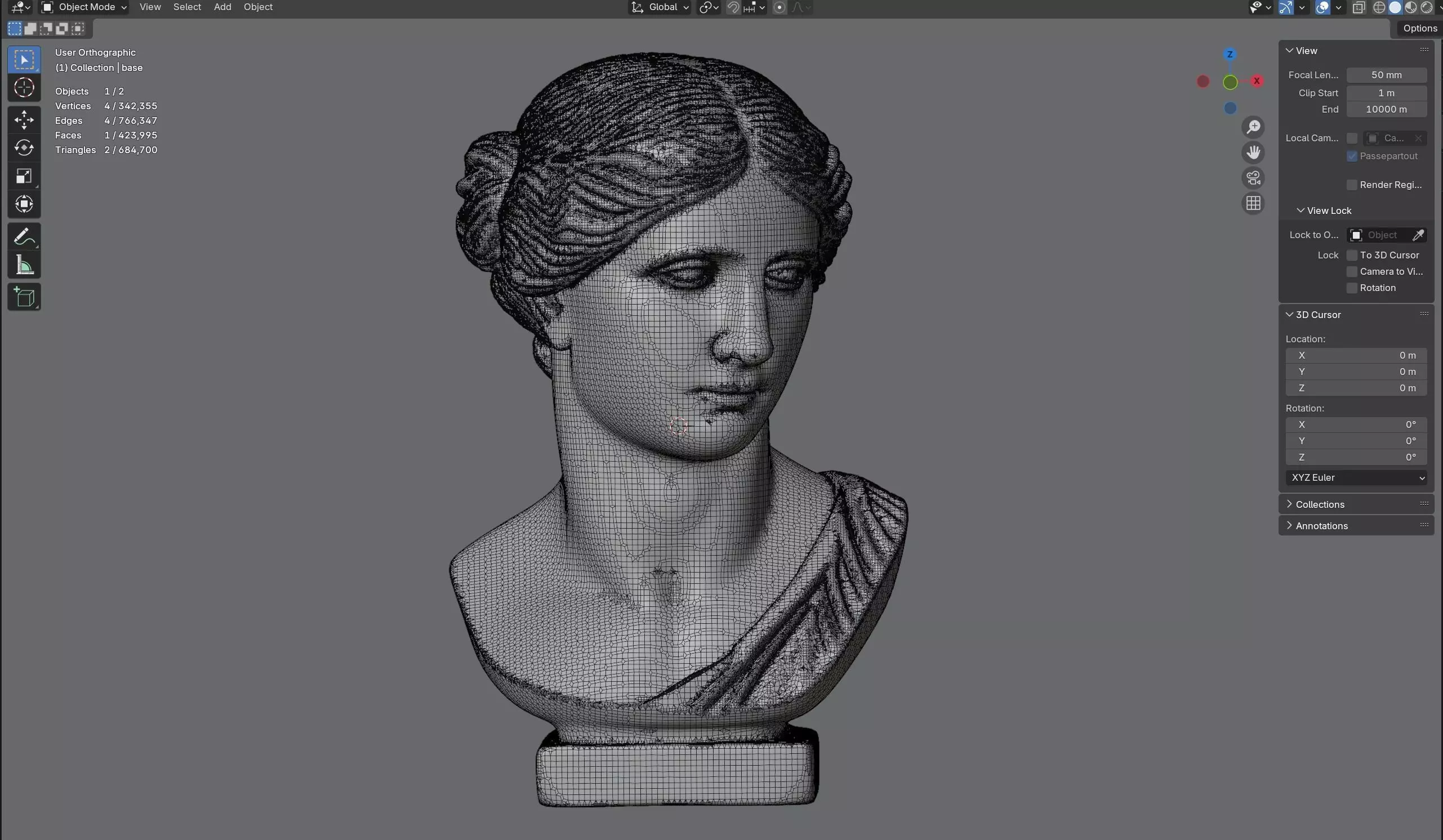 venus bust Low-poly 3D model_9