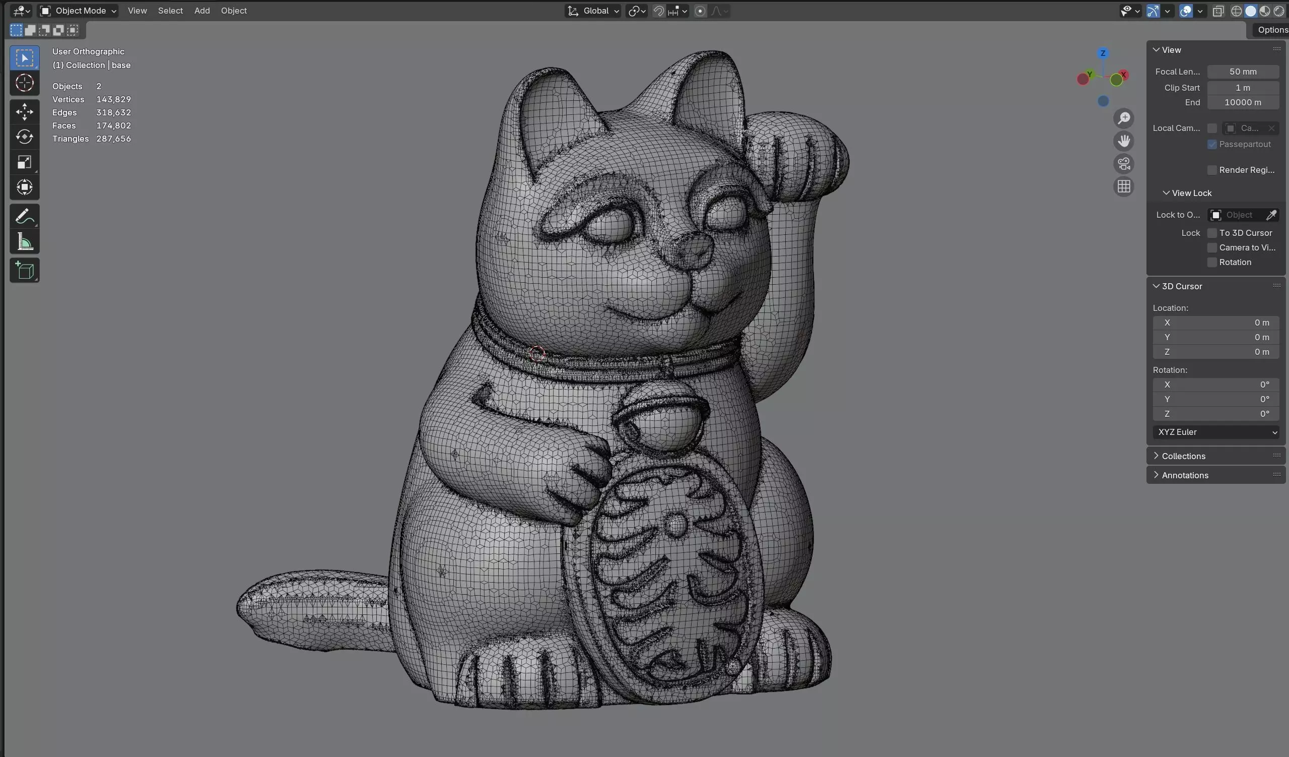 lucky cat Low-poly 3D model_9