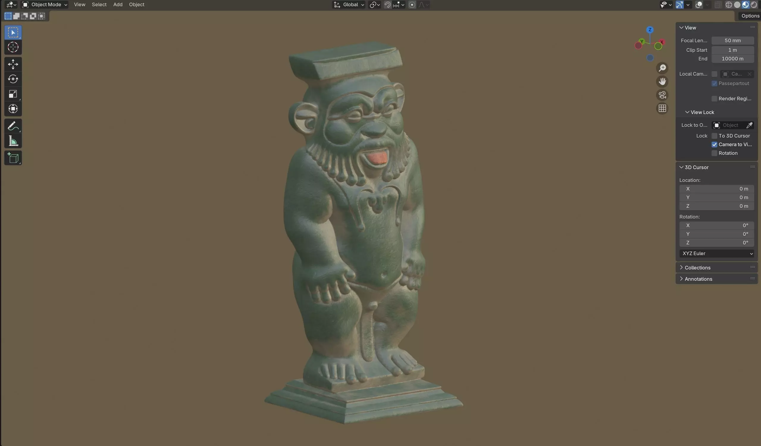 Bes statue Low-poly 3D model_6
