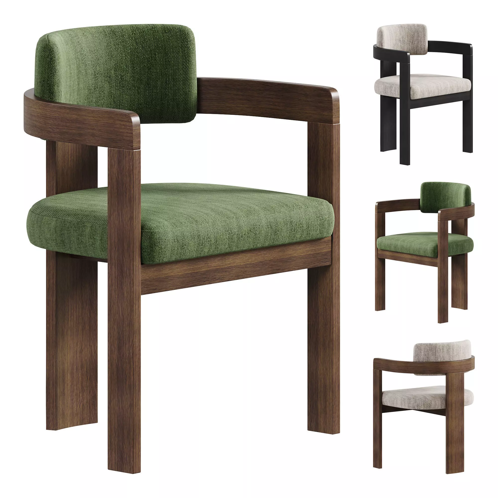 176 Theodore Chair Textile Olive Divan By 3D model