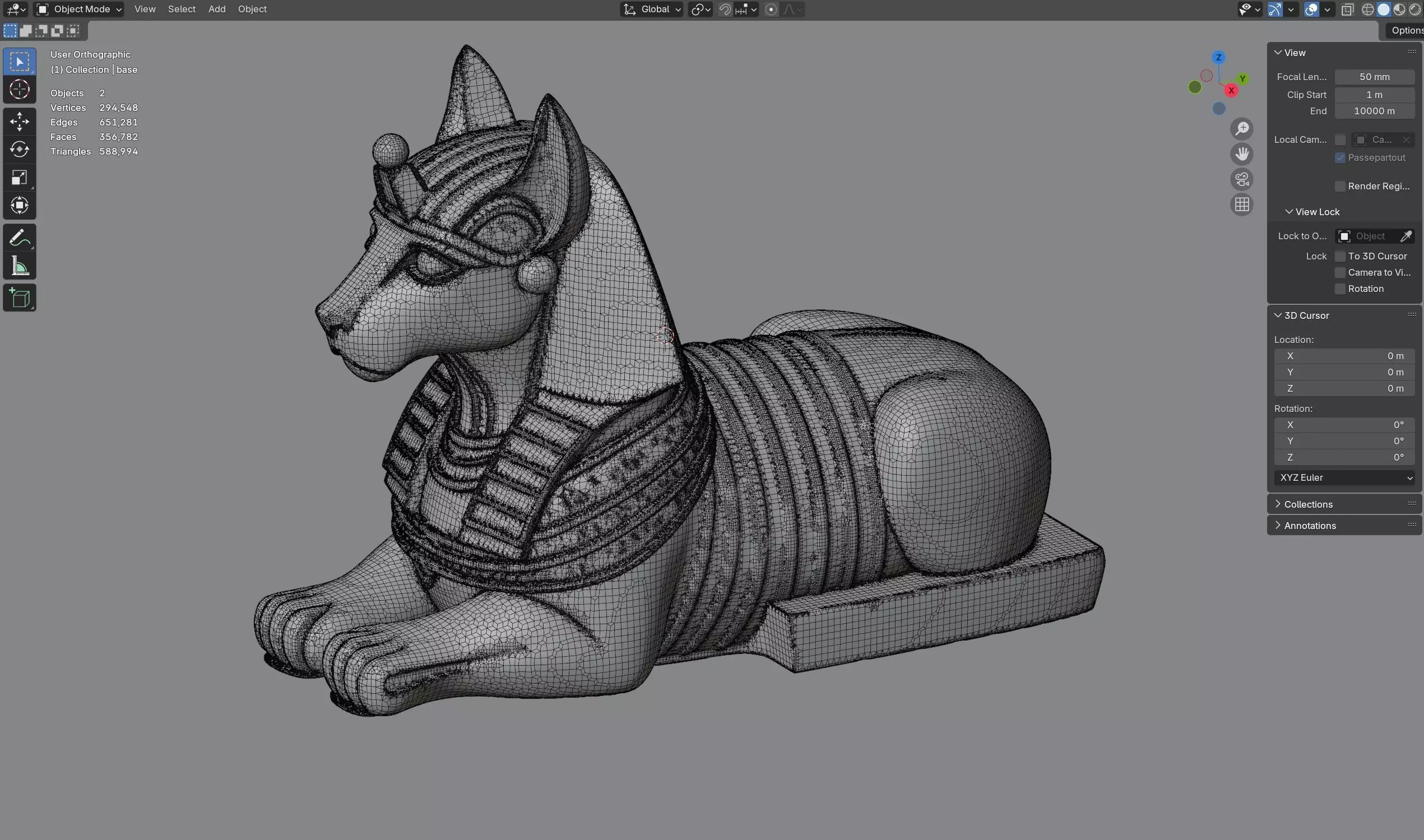 sphinx 4 Low-poly 3D model_8