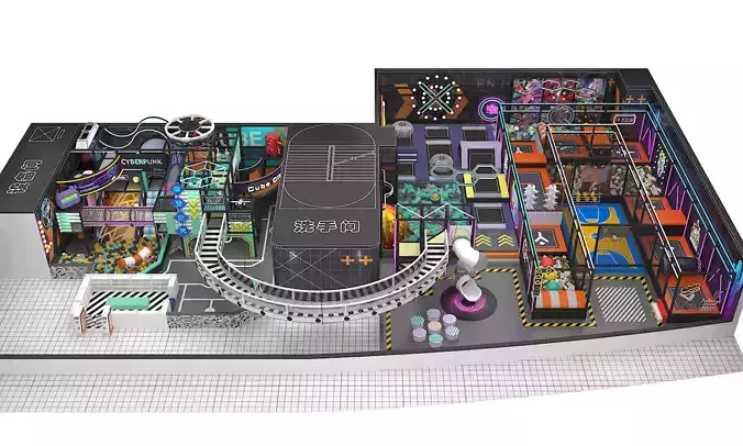 Large indoor children playground 3D model