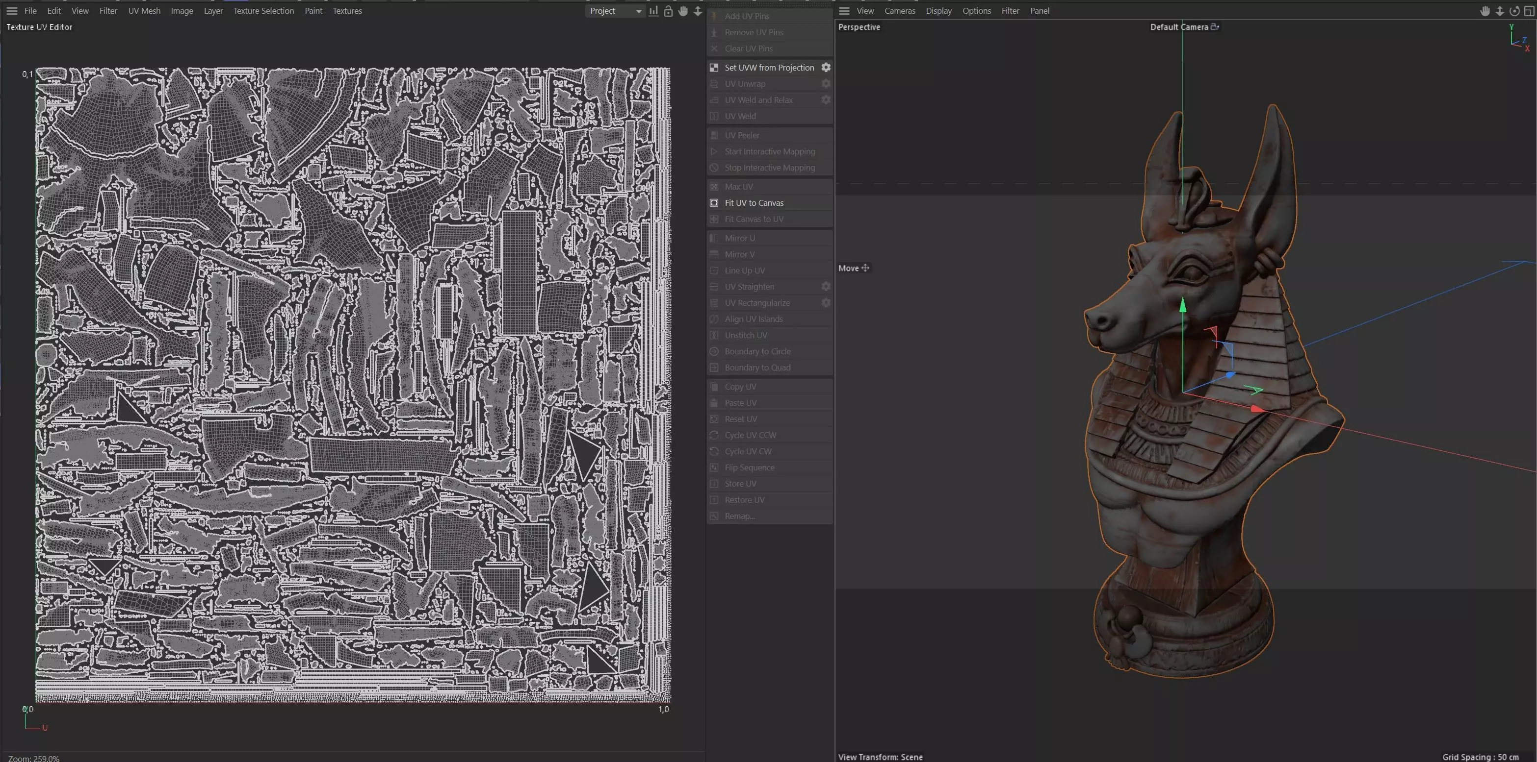 Anubis bust Low-poly 3D model_7
