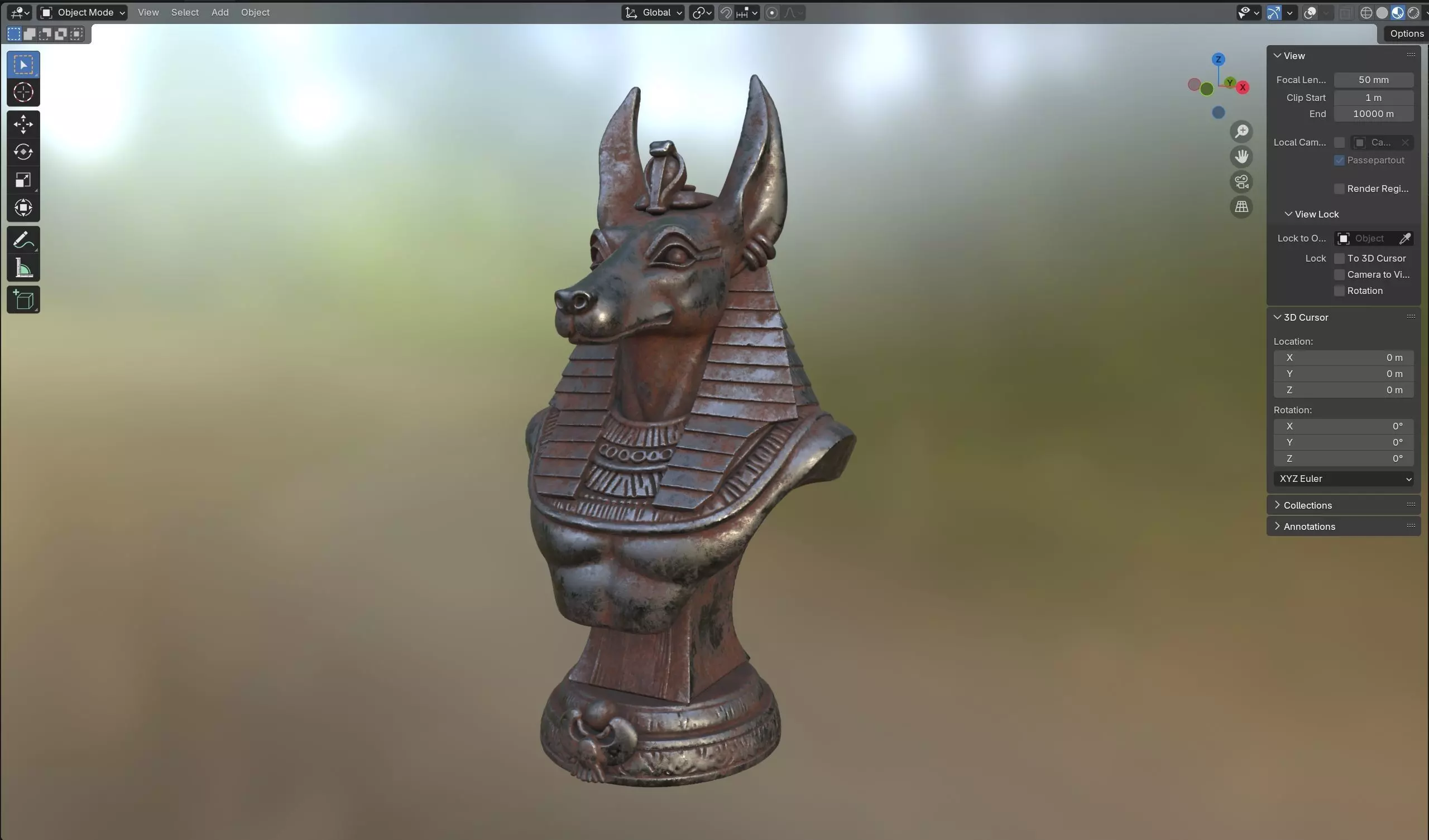 Anubis bust Low-poly 3D model_6
