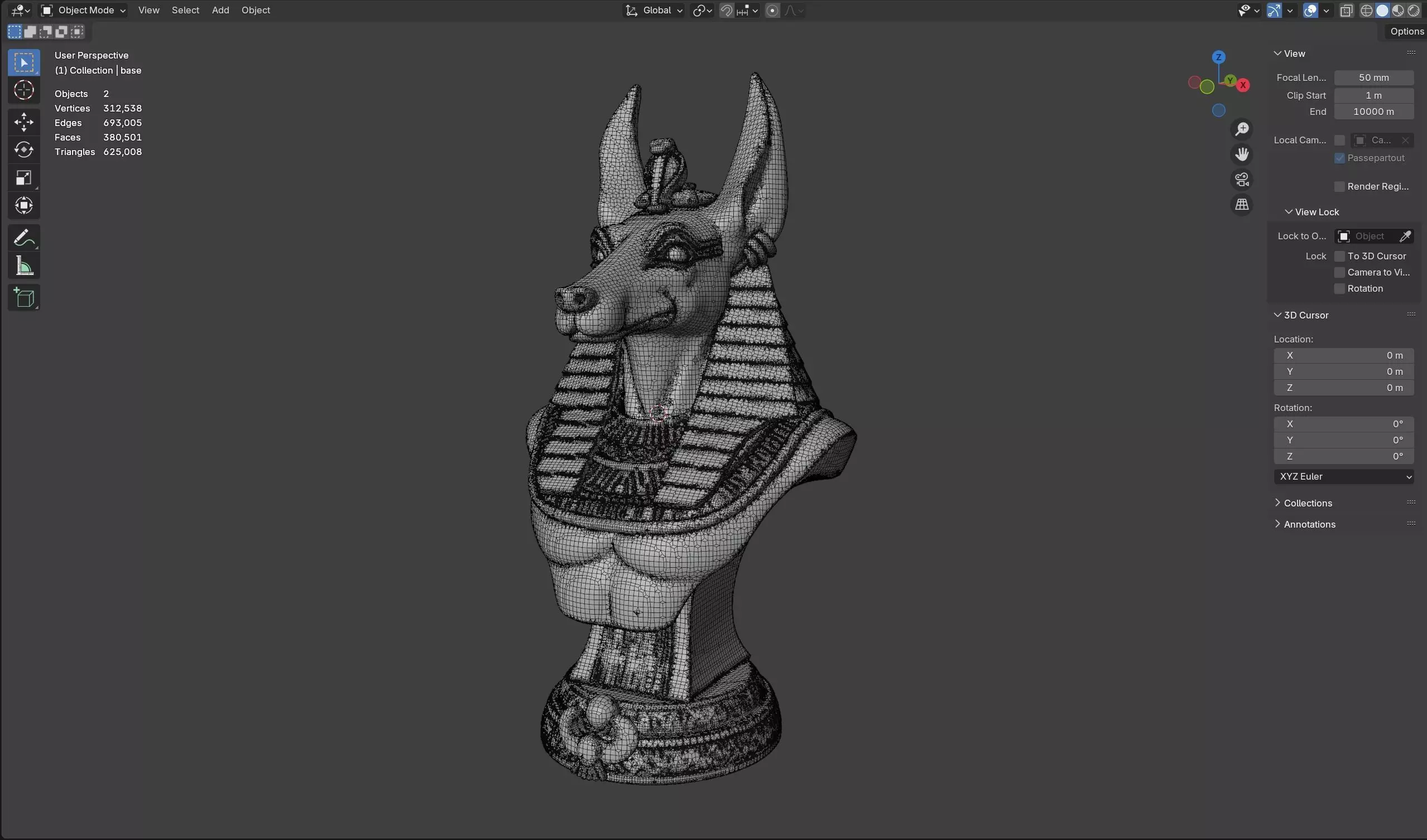Anubis bust Low-poly 3D model_8