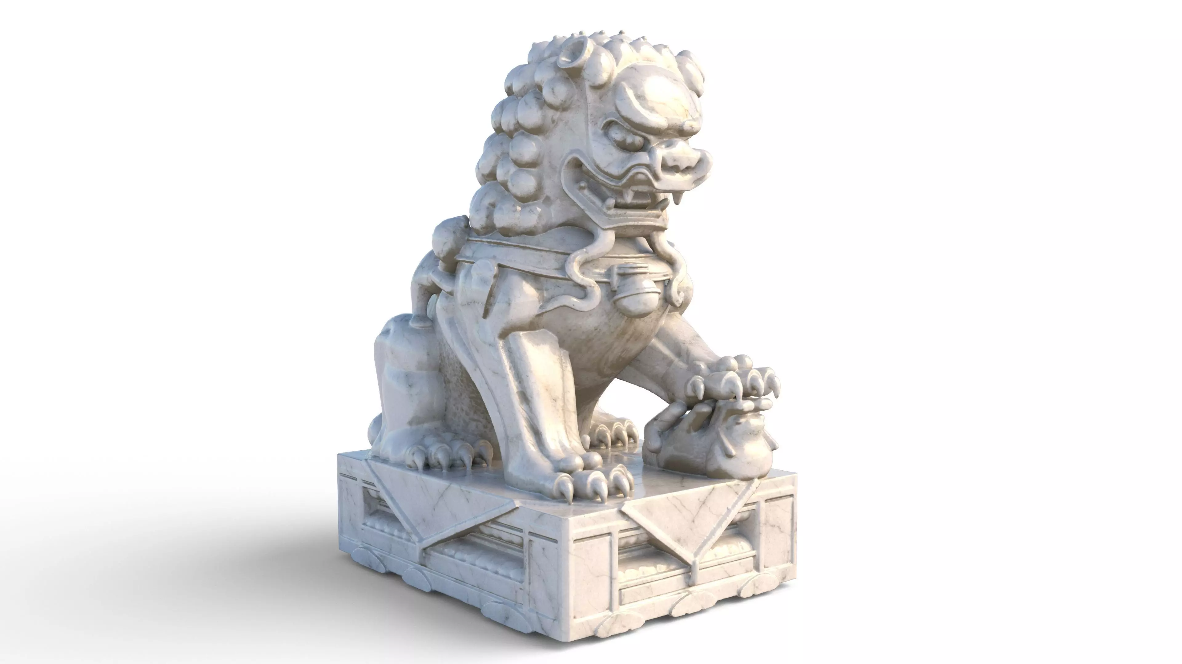 chinese lion statue Low-poly 3D model
