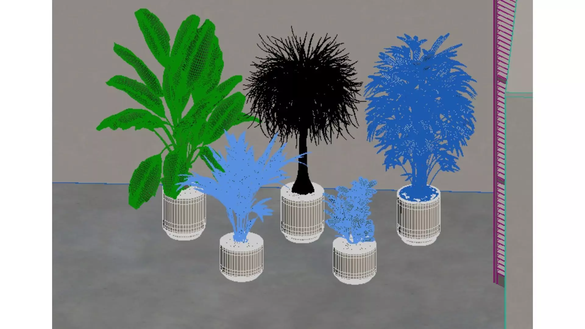 Indoor green plant landscape Low-poly 3D model_4