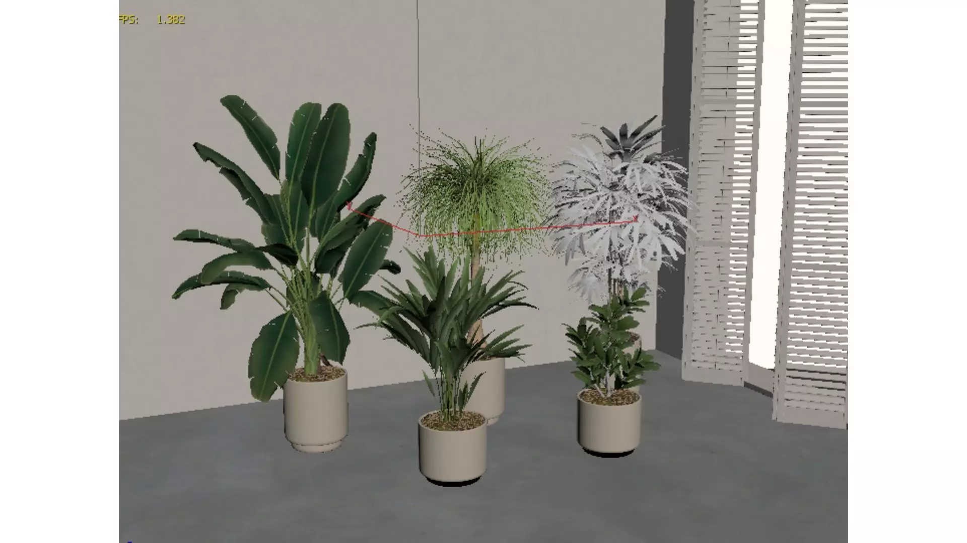 Indoor green plant landscape Low-poly 3D model_3
