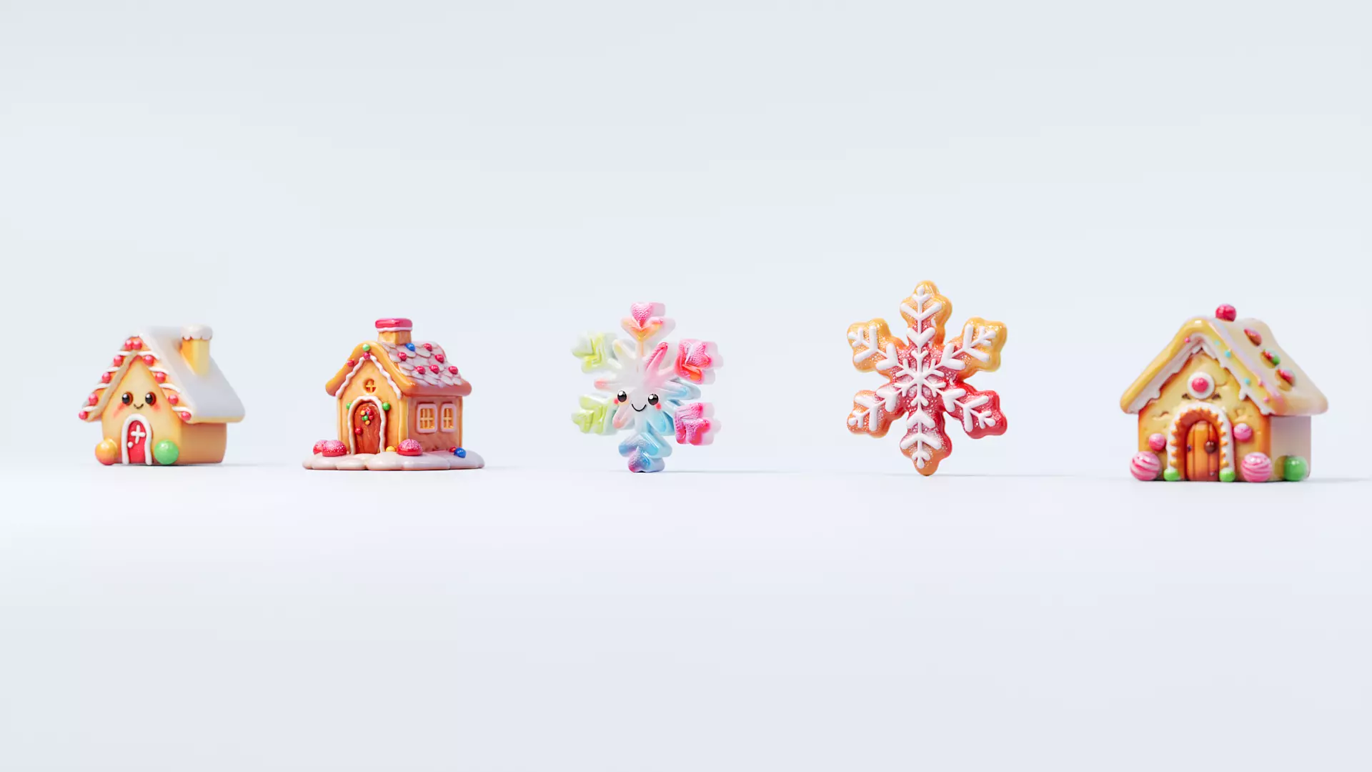 Snowman Snowflake Snowhouse Candy 3D model_5