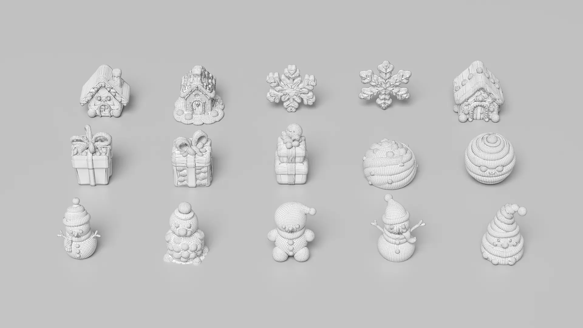 Snowman Snowflake Snowhouse Candy 3D model_6