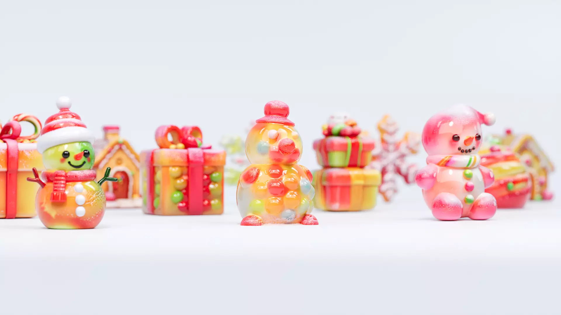 Snowman Snowflake Snowhouse Candy 3D model_4