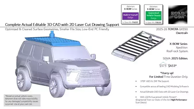 2025 Lexus GX550 datamen X-BOW Ultra Adaptive Roof Rack
