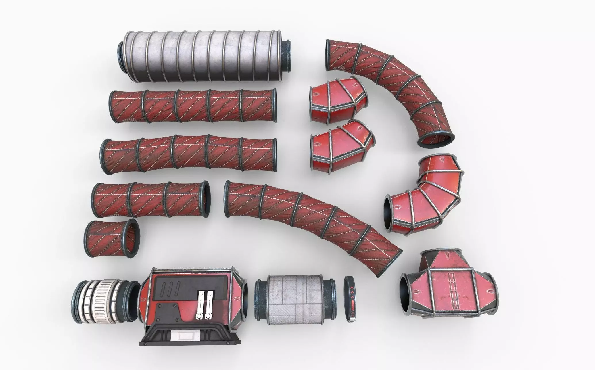 Sci-Fi Ventilation System Low-poly 3D model