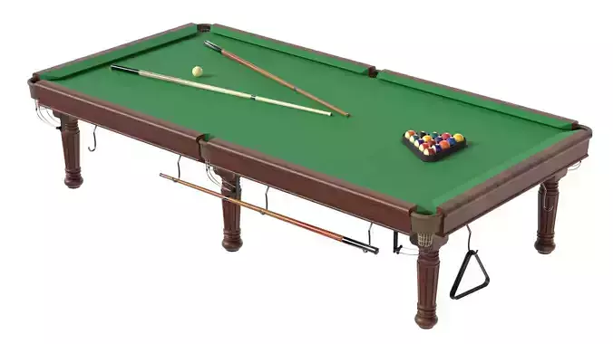 Billiards pool table with cue stick