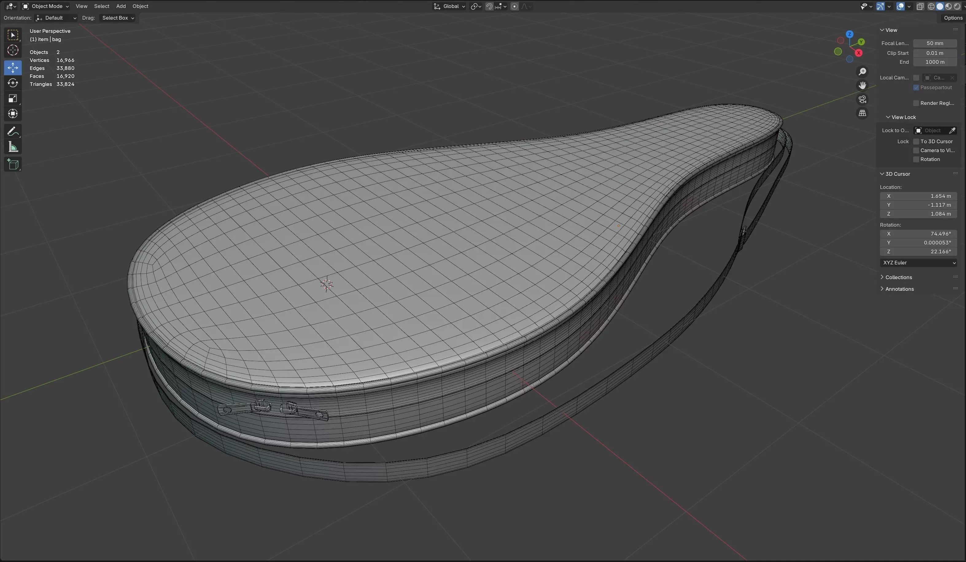 racket bag Blue Low-poly 3D model_9