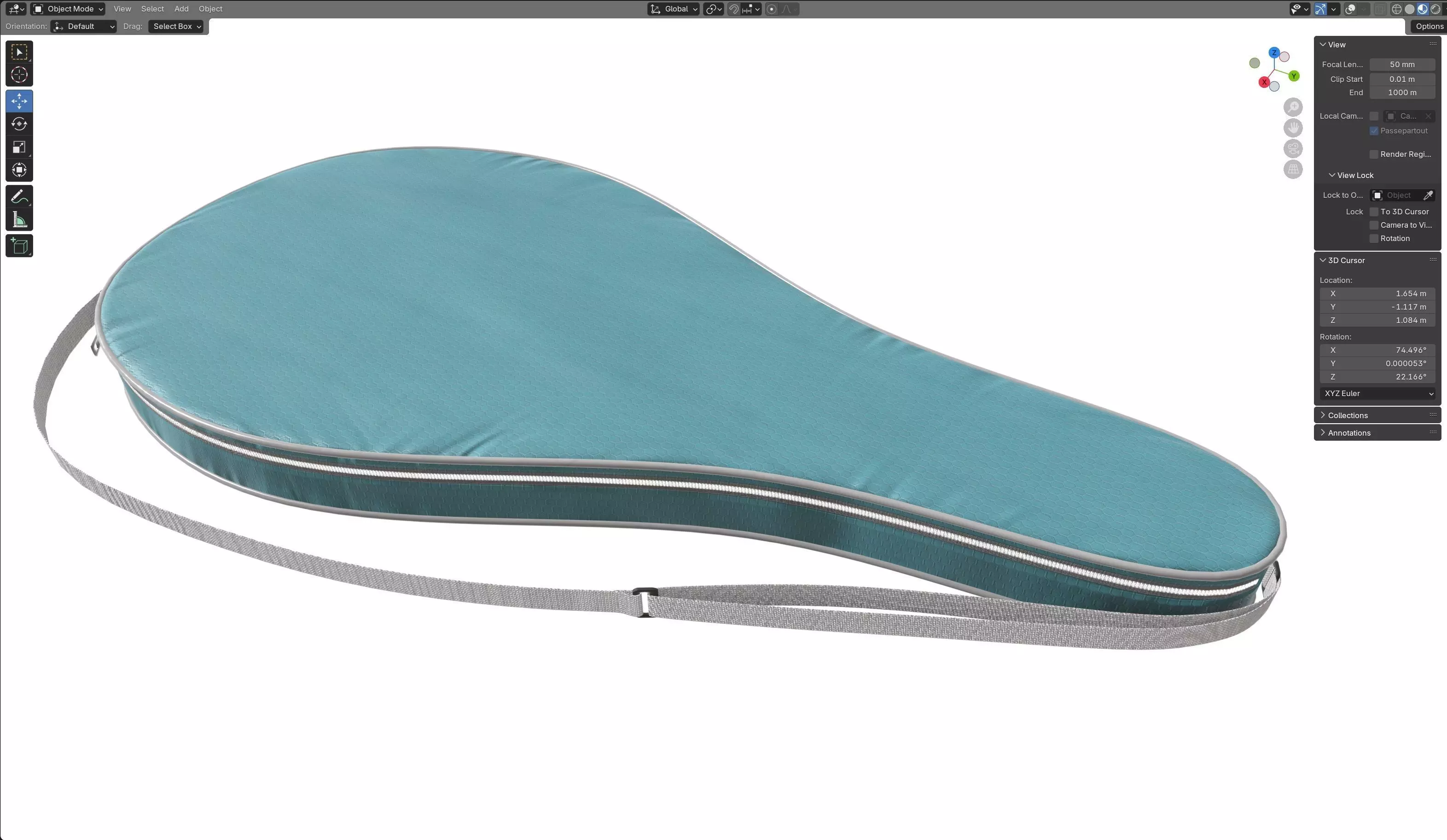 racket bag Blue Low-poly 3D model_6