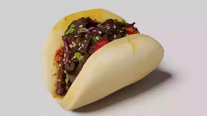 Gua Bao Taiwanese Steamed Bu Realistic 3D Food Model