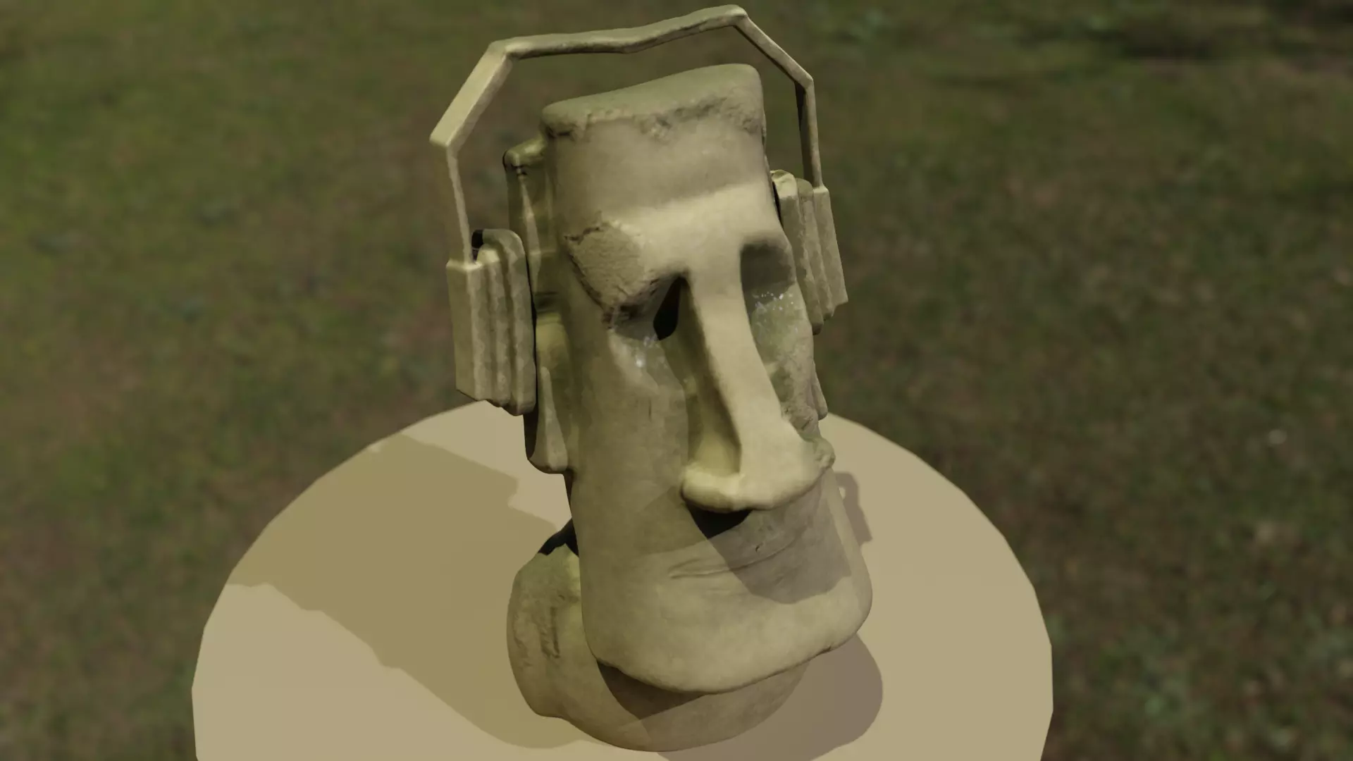 Moai Statue Sculpted in Blender Textured in Substance Painter 3D model_2