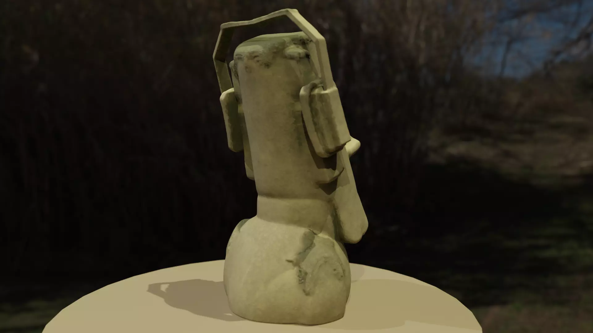 Moai Statue Sculpted in Blender Textured in Substance Painter 3D model_5