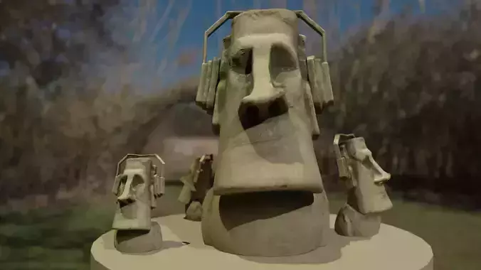 Moai Statue Sculpted in Blender Textured in Substance Painter