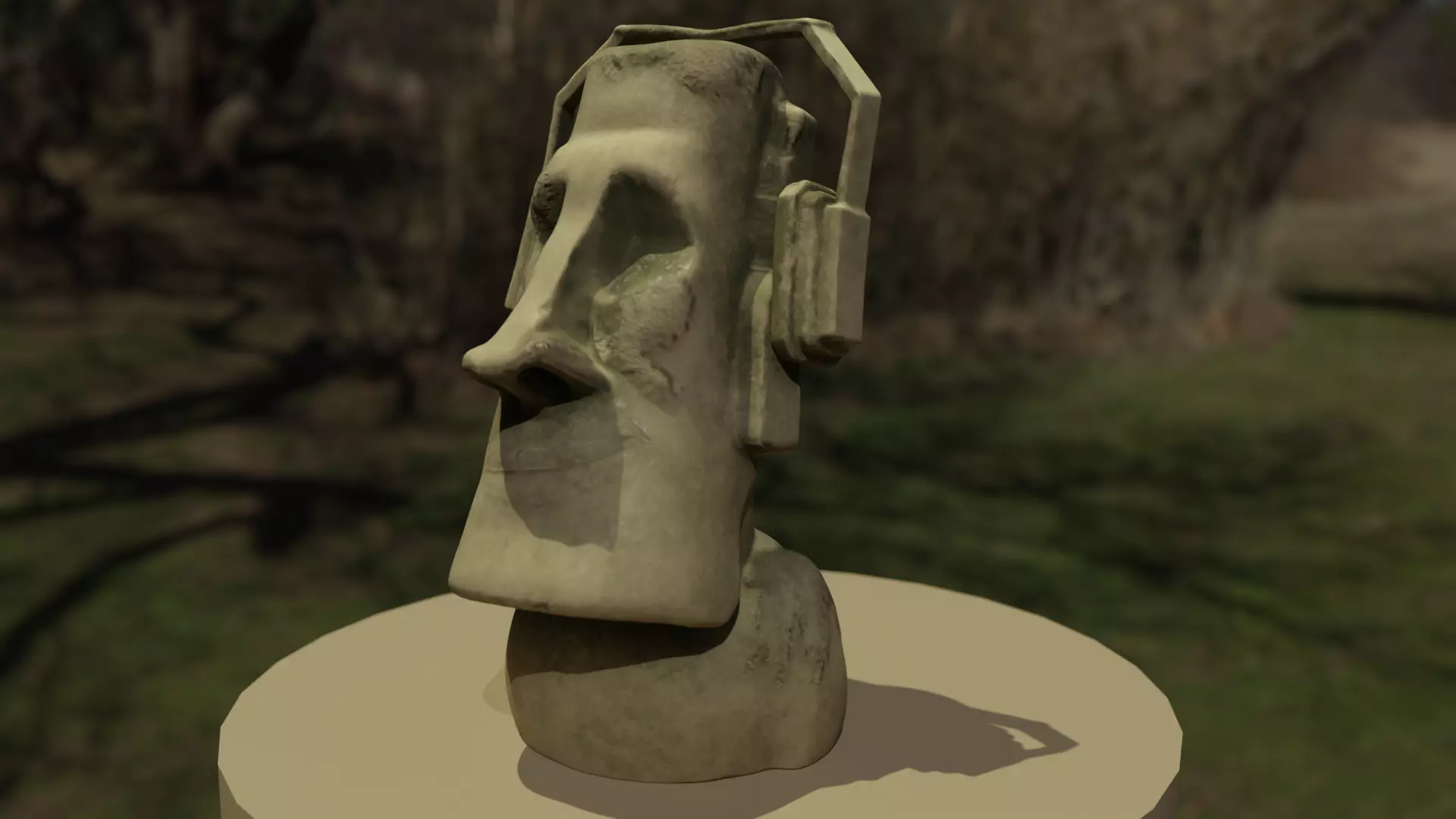 Moai Statue Sculpted in Blender Textured in Substance Painter 3D model_1