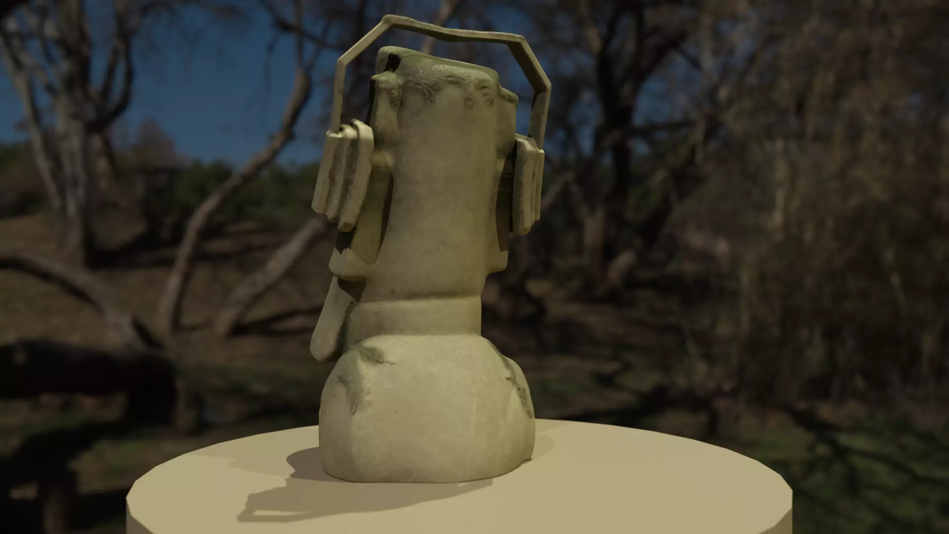 Moai Statue Sculpted in Blender Textured in Substance Painter 3D model_7